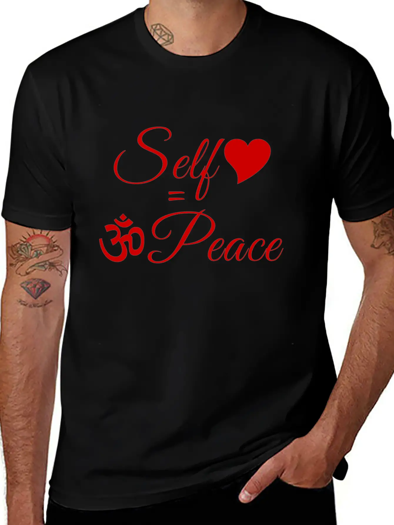 108-lSa Inspi-Quote-83.b Self-love = OM-Peace Unisex Short Sleeve Soft Cotton T-Shirt – Casual Everyday Wear
