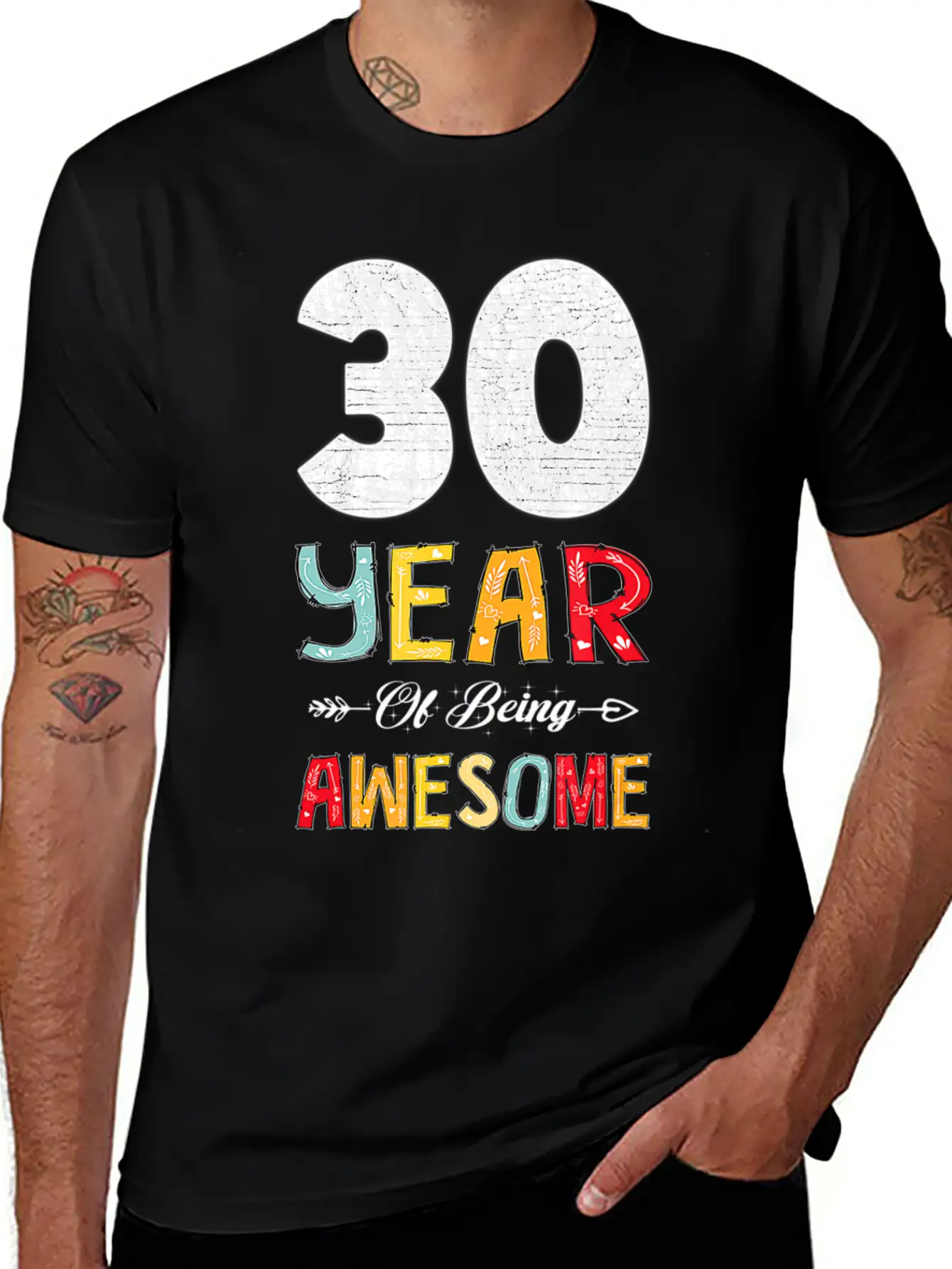 30 Years Of Being Awesome Heart Floral Arrow 30th Essential Cotton Tee For Daily Outfits – Unisex Style