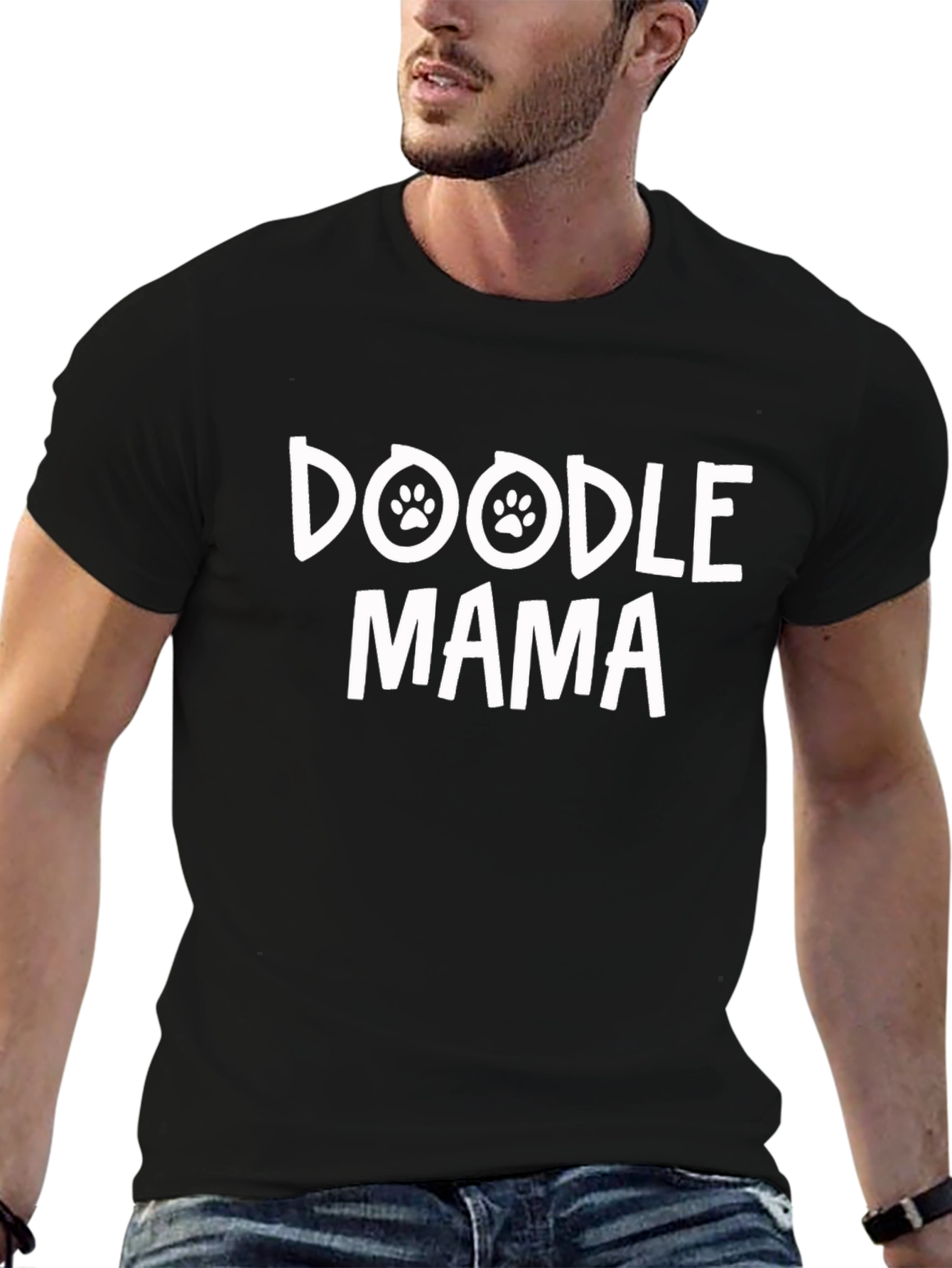 Doodle Mama Black Cotton Graphic Tee