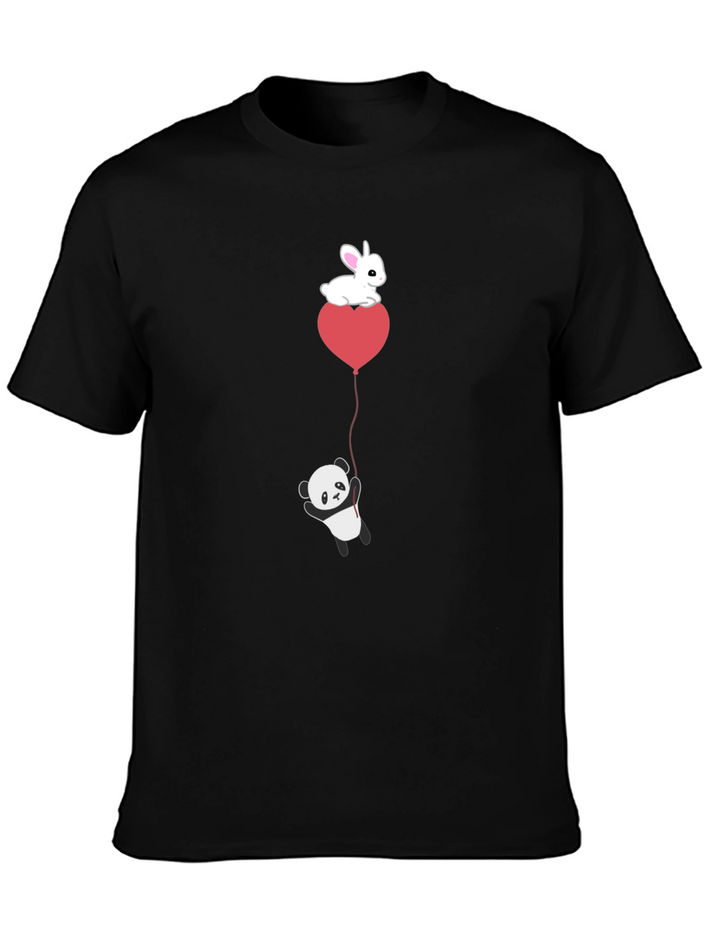 Panda & Bunny Heart Balloon T-Shirt