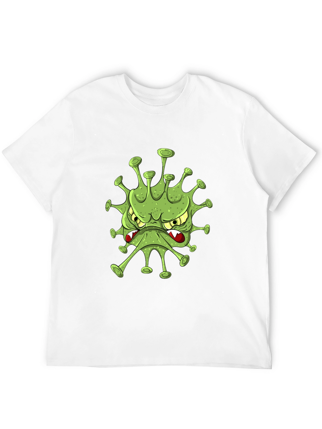 Mens Black T-Shirt with Cartoon Virus Design