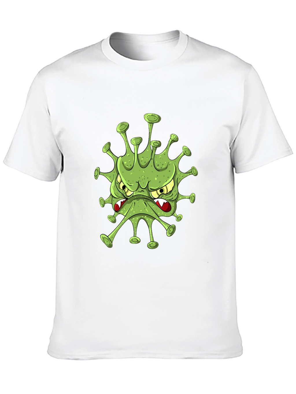 Mens Black T-Shirt with Cartoon Virus Design
