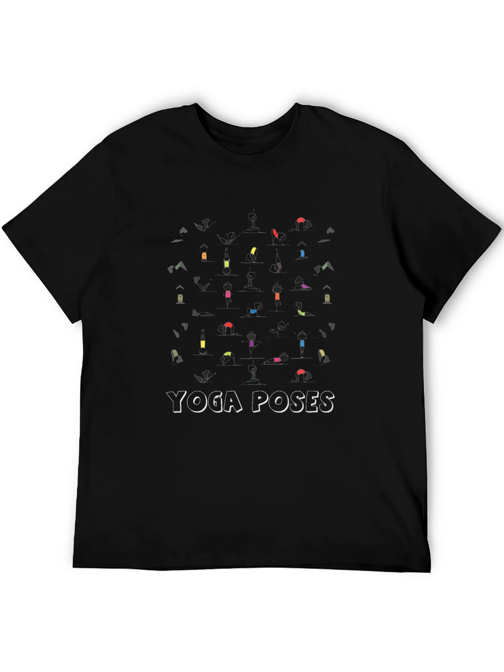 Yoga Poses Graphic T-Shirt - Black Cotton Tee