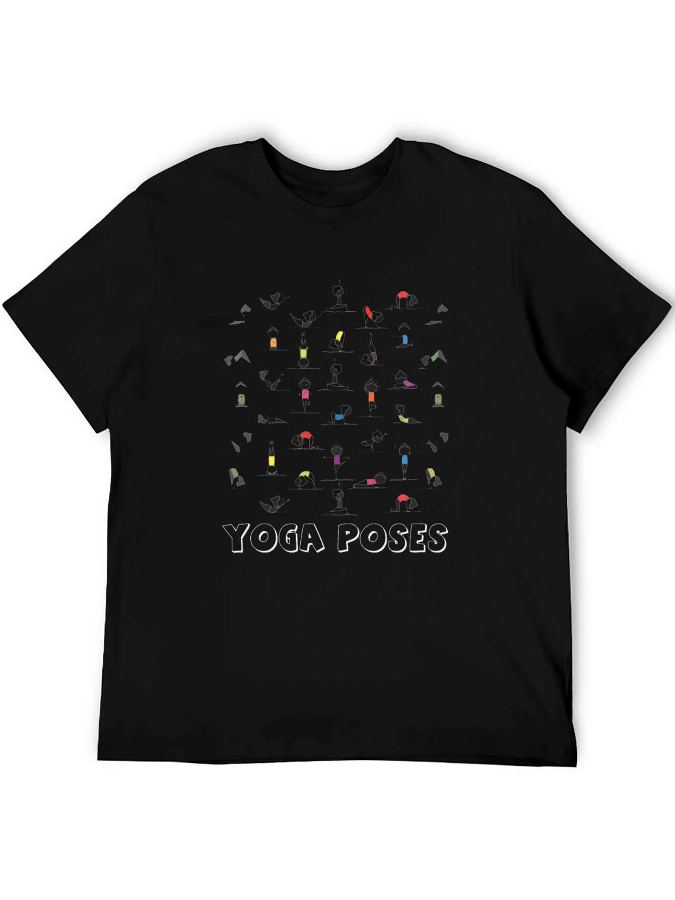 Yoga Poses Graphic T-Shirt - Black Cotton Tee