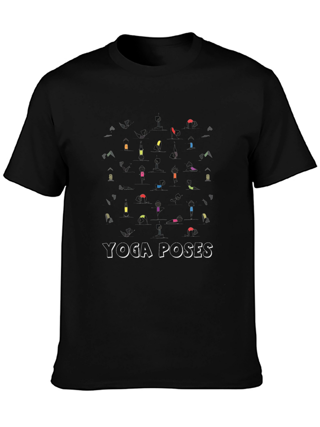 Yoga Poses Graphic T-Shirt - Black Cotton Tee