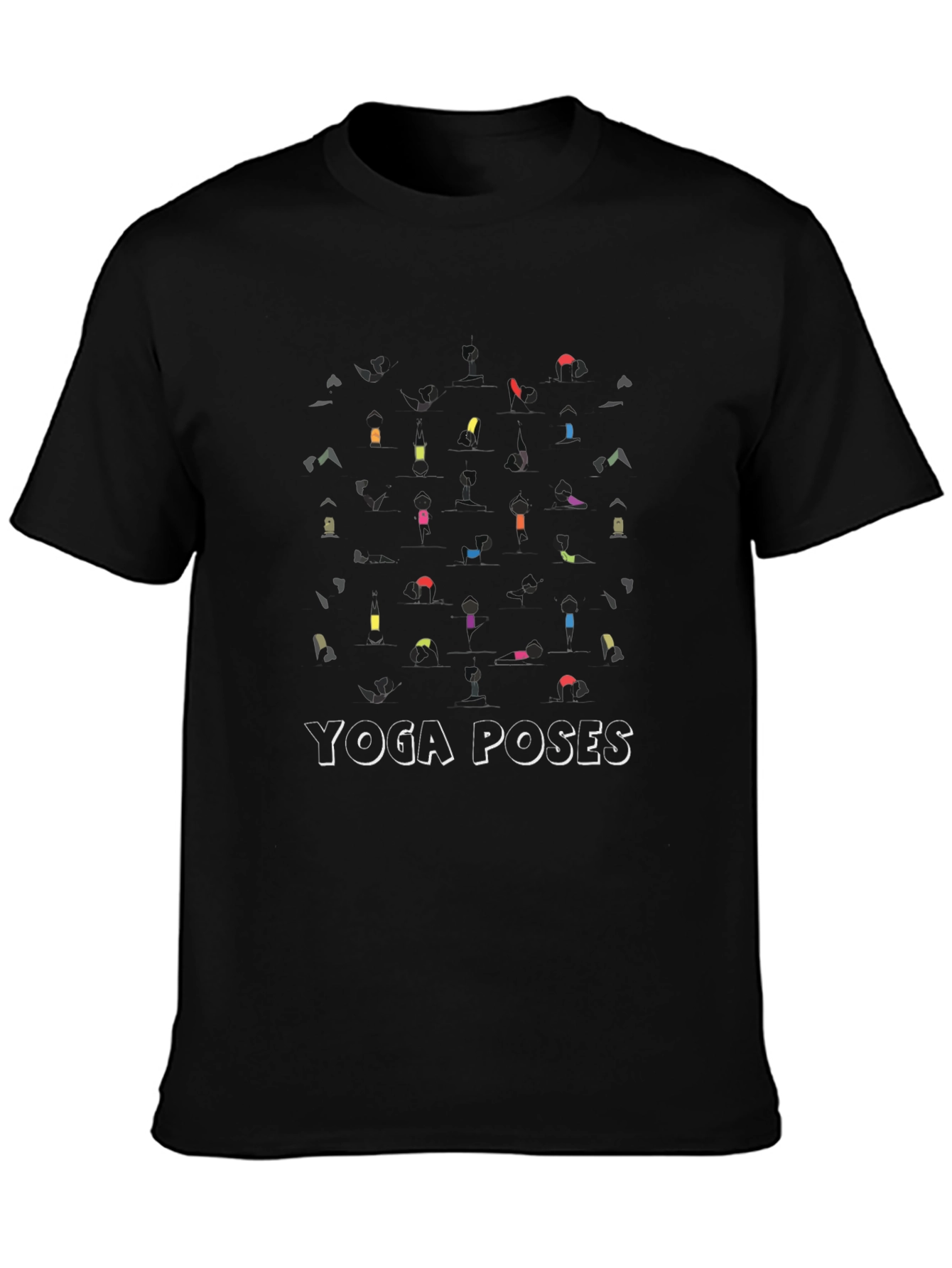 Yoga Poses Graphic T-Shirt - Black Cotton Tee