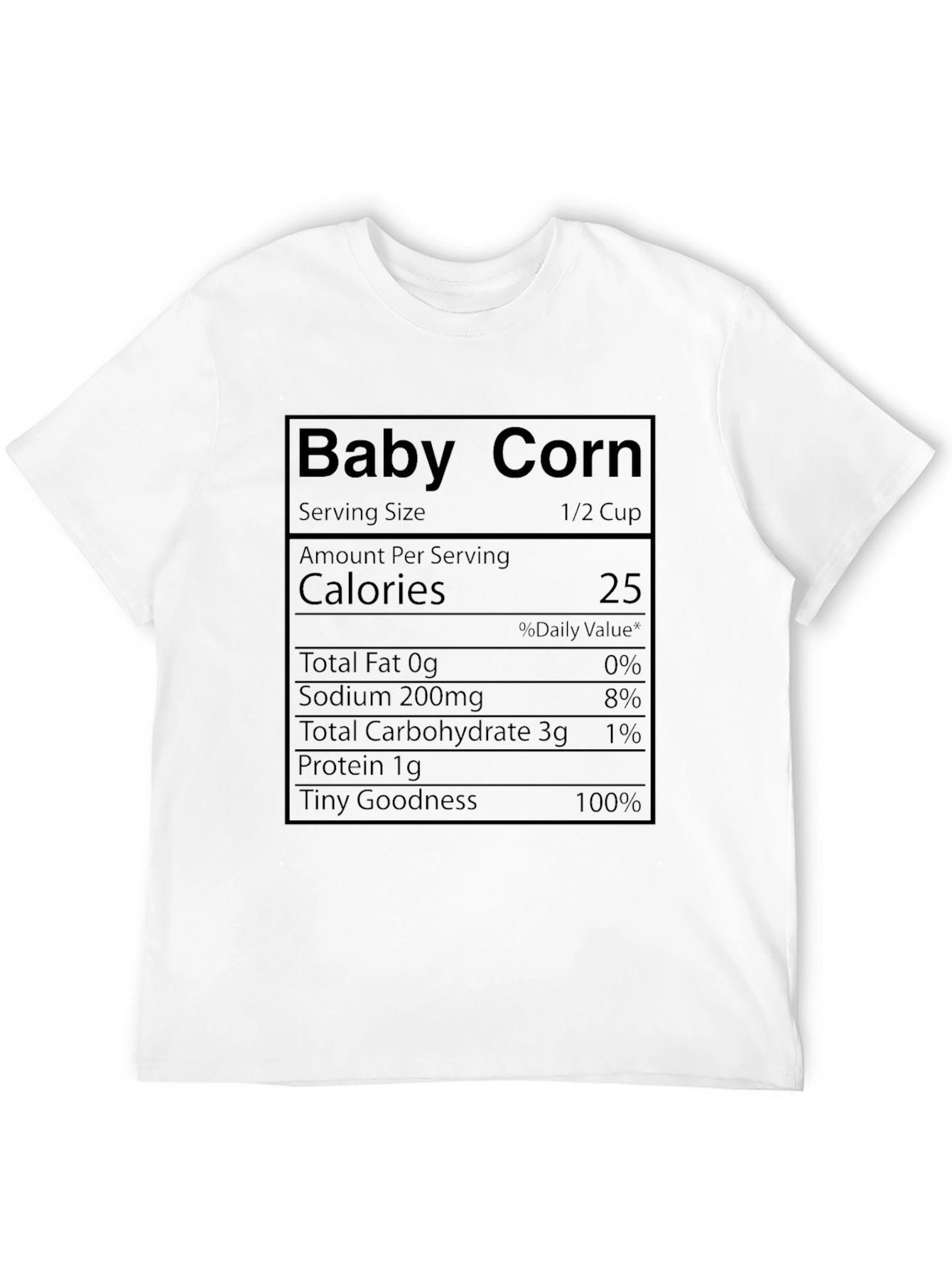 Baby Corn Nutrition Facts T-Shirt - Funny Food Tee
