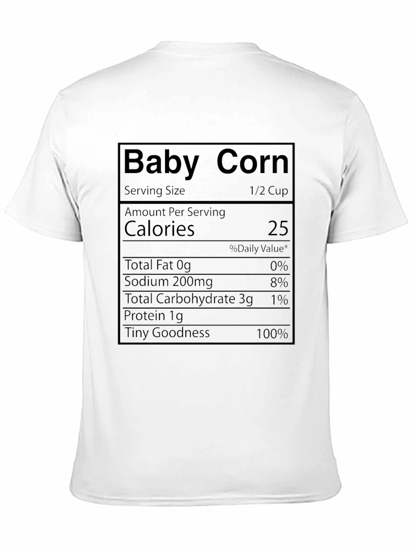 Baby Corn Nutrition Facts T-Shirt - Funny Food Tee