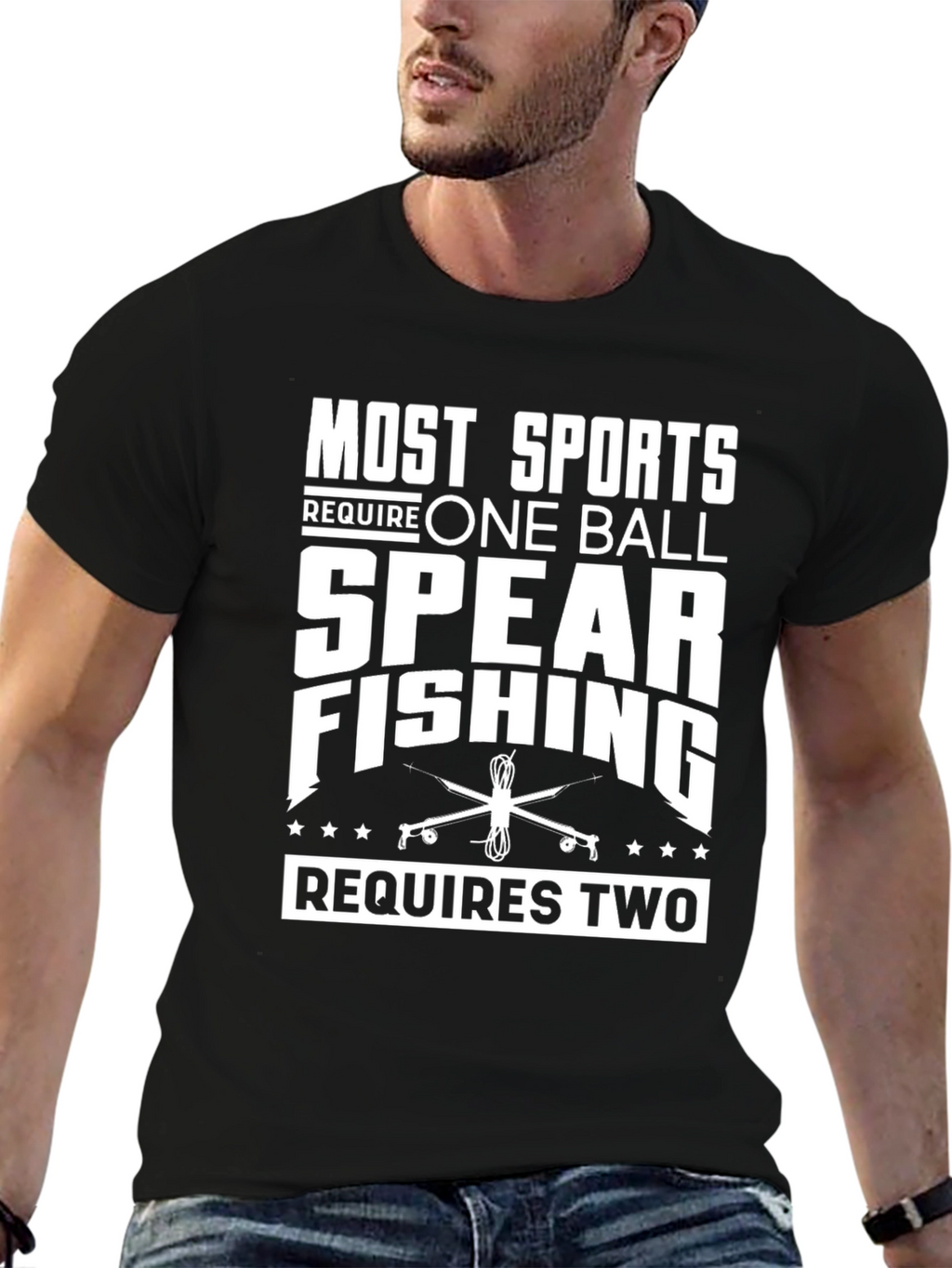 Spear Fishing Two Balls Graphic T-Shirt