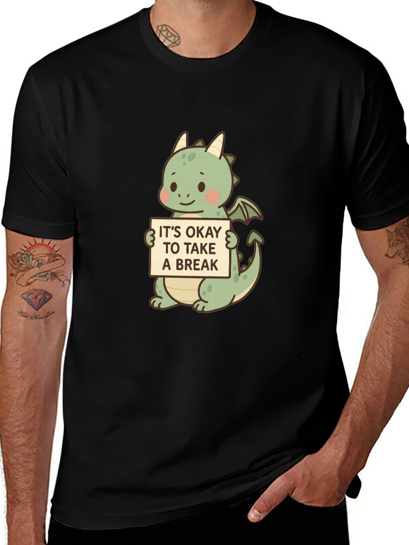 Cute Dragon Take a Break Graphic Tee