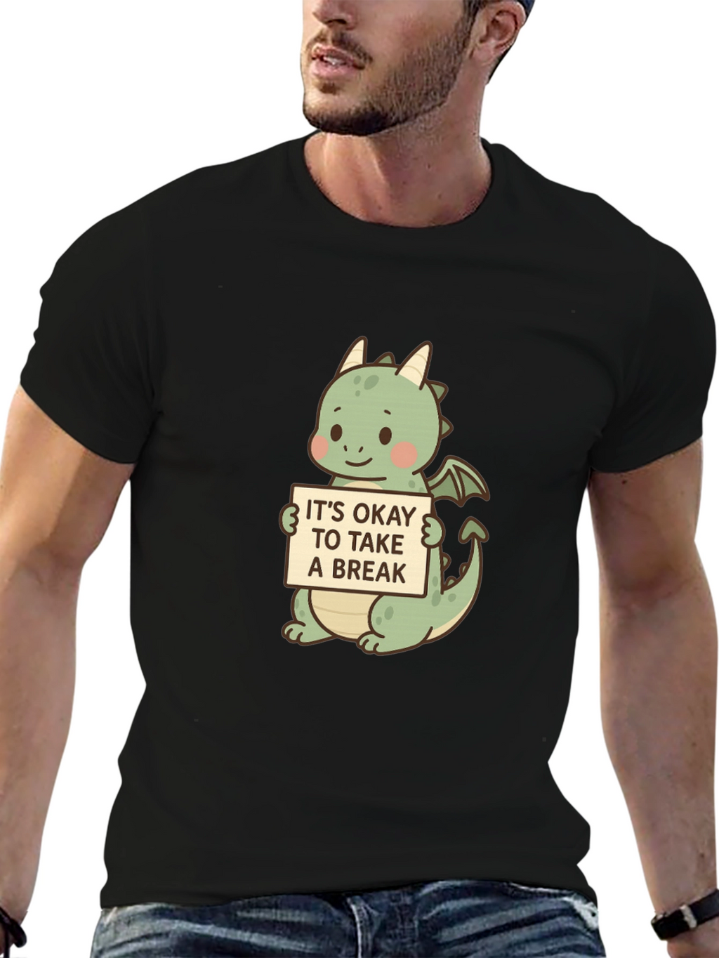 Cute Dragon Take a Break Graphic Tee