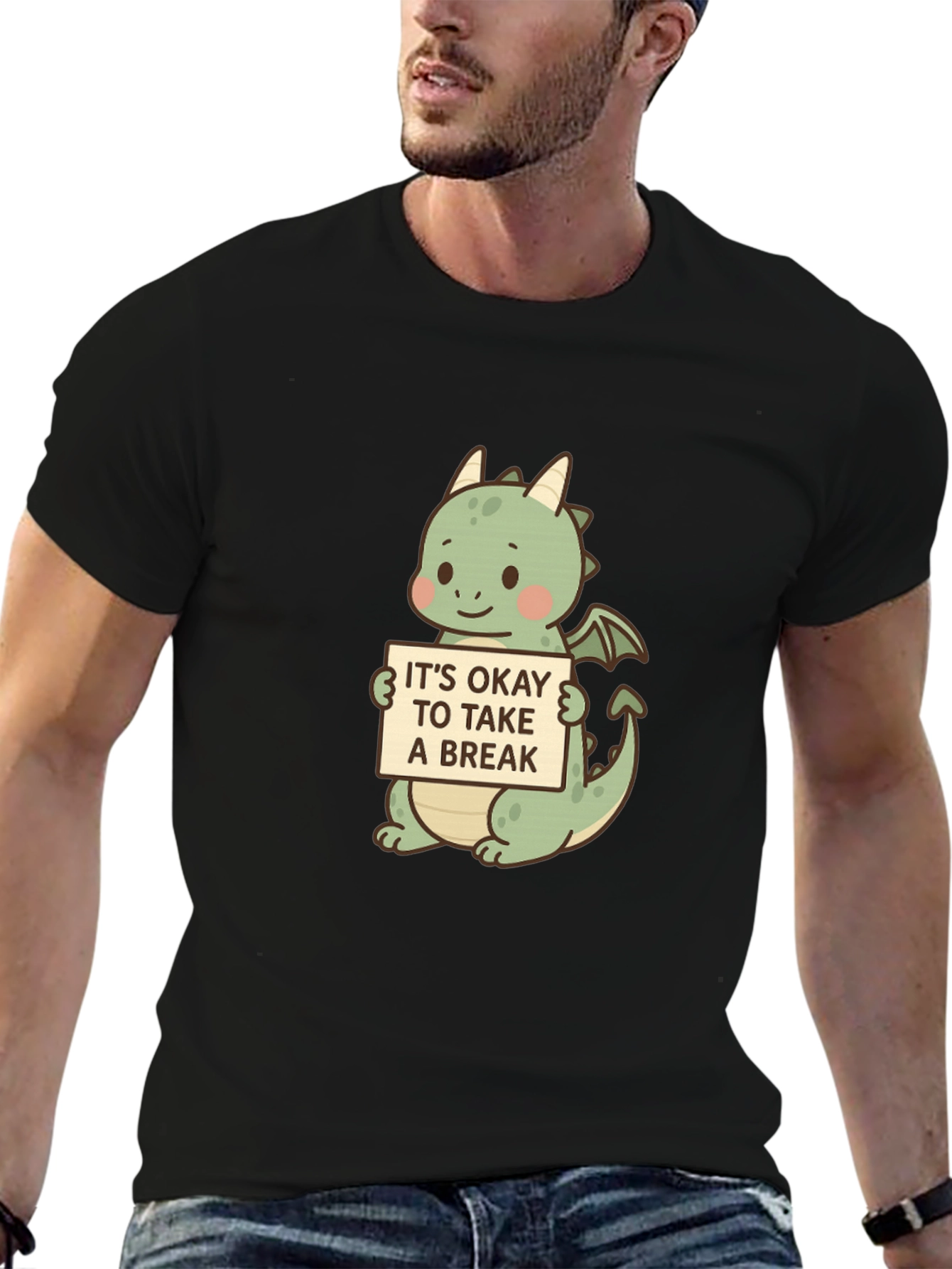 Cute Dragon Take a Break Graphic Tee