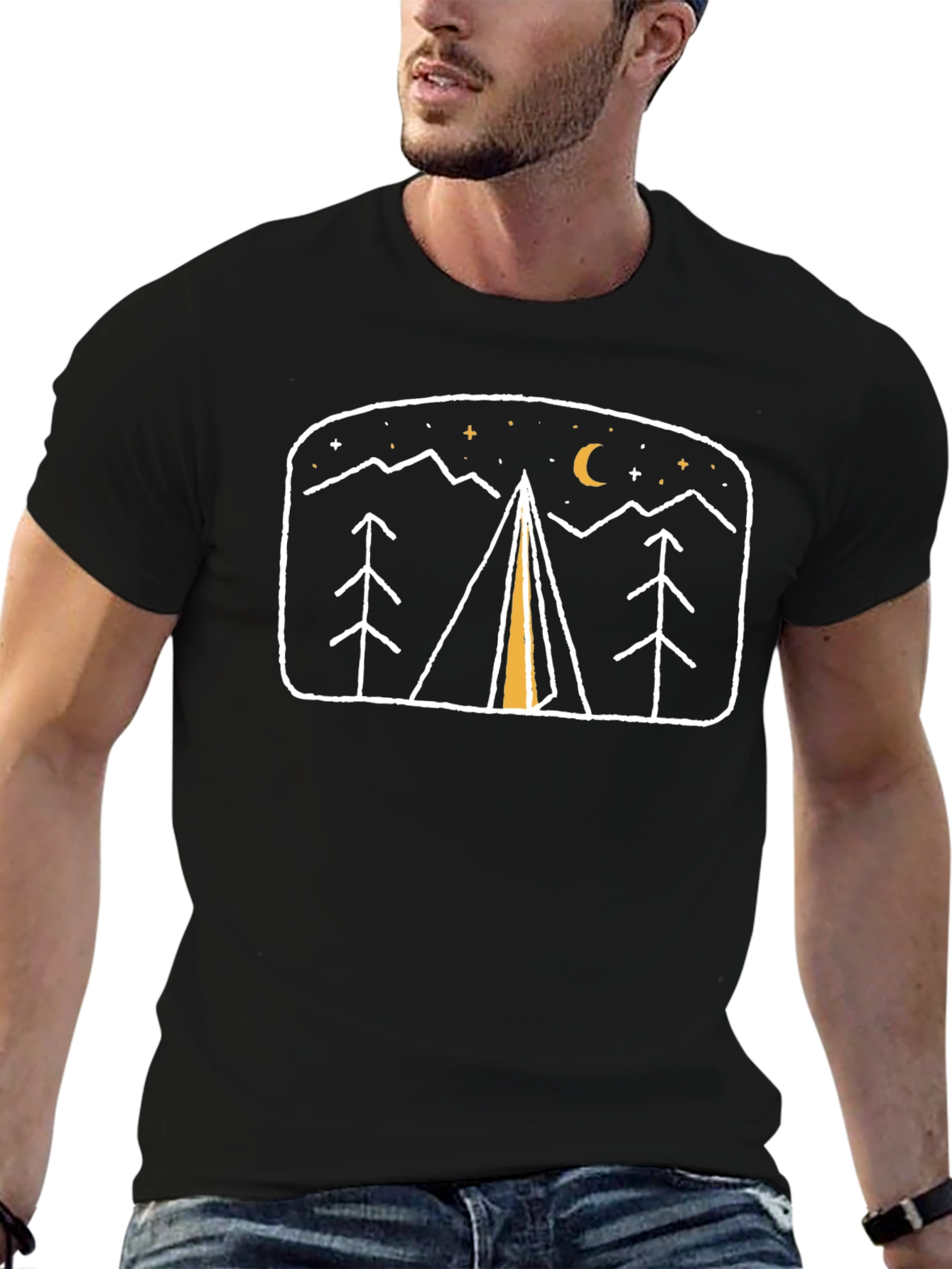 Camping Night Scene Graphic Tee