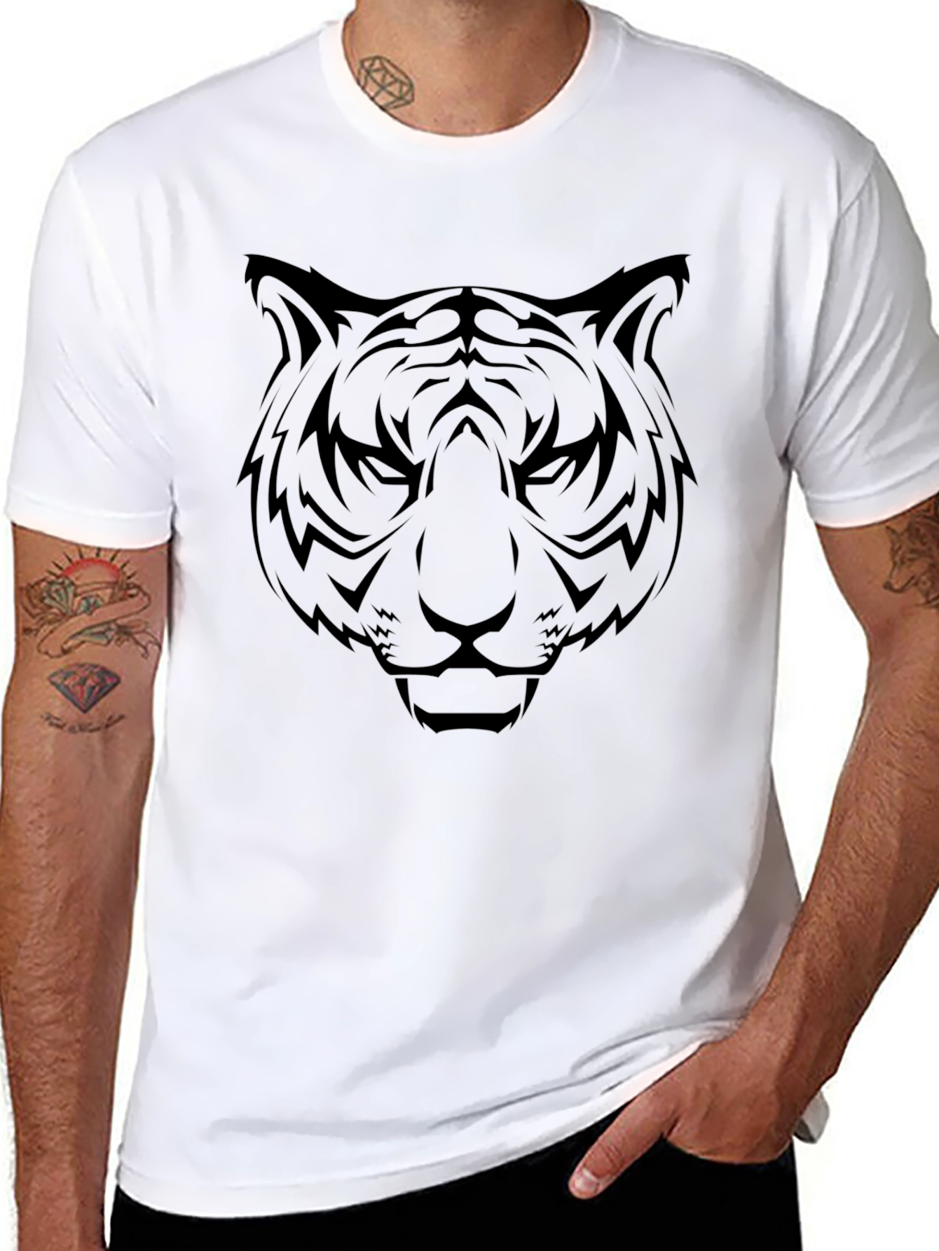 Black Tiger Graphic T-Shirt - Mens Short Sleeve
