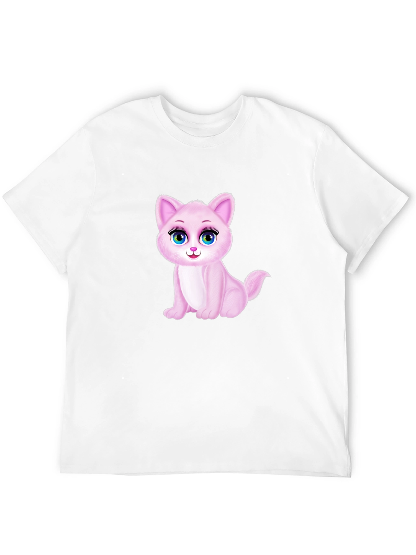 Cute Pink Kitten Graphic Tee - Soft Cotton Blend