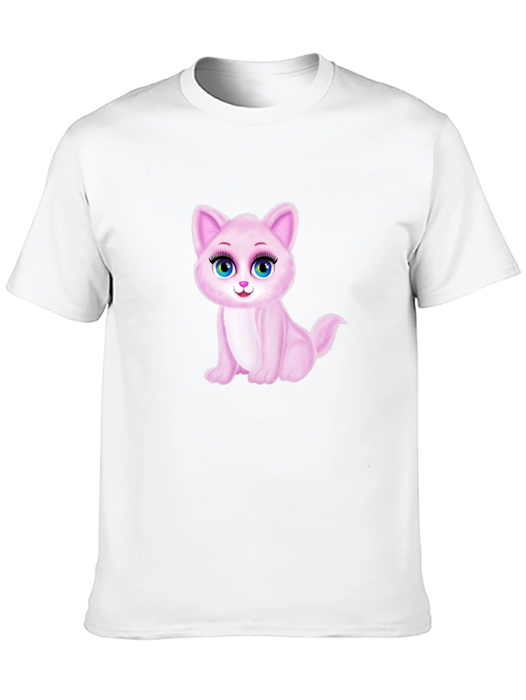 Cute Pink Kitten Graphic Tee - Soft Cotton Blend