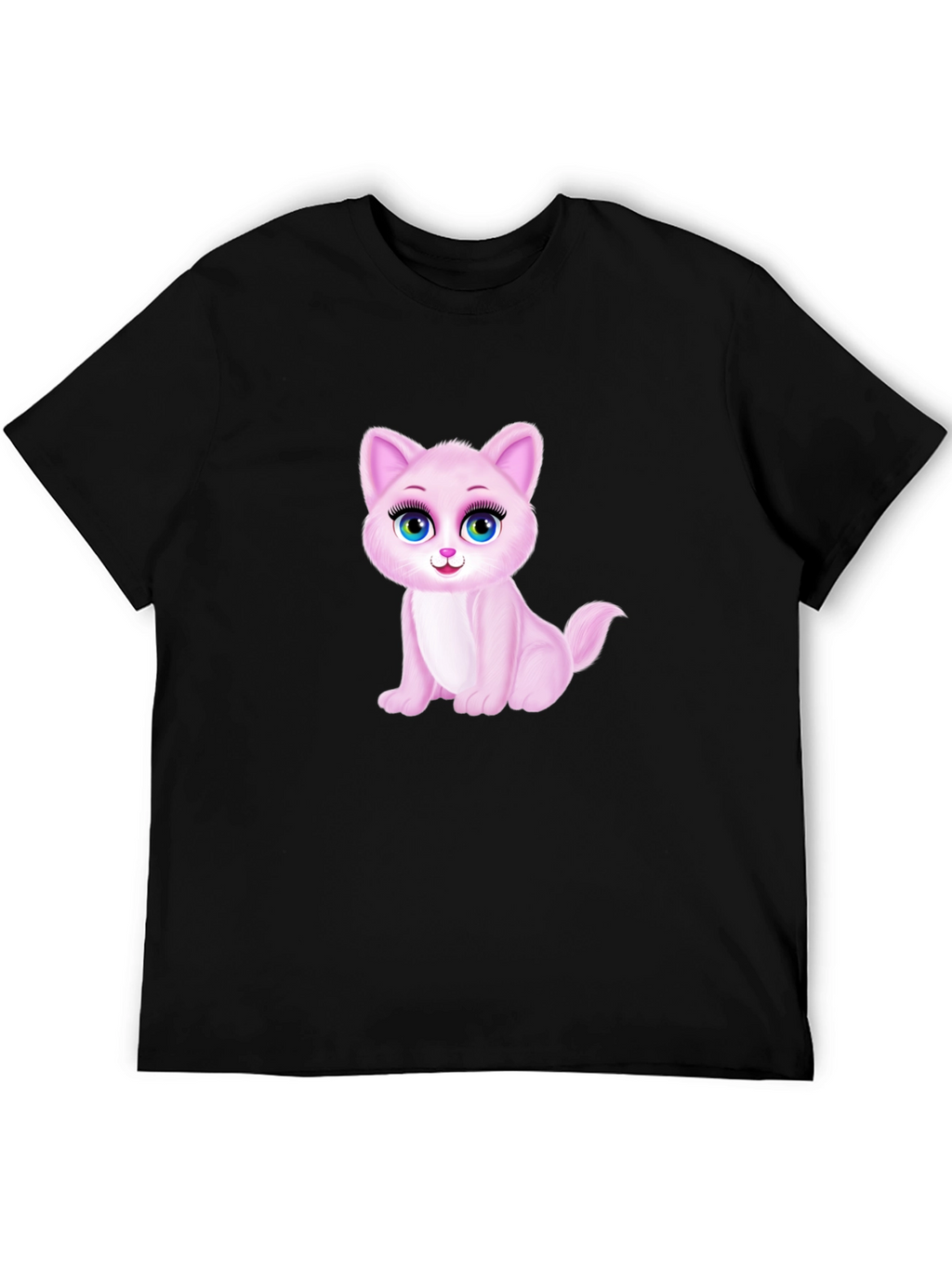 Cute Pink Kitten Graphic Tee - Soft Cotton Blend