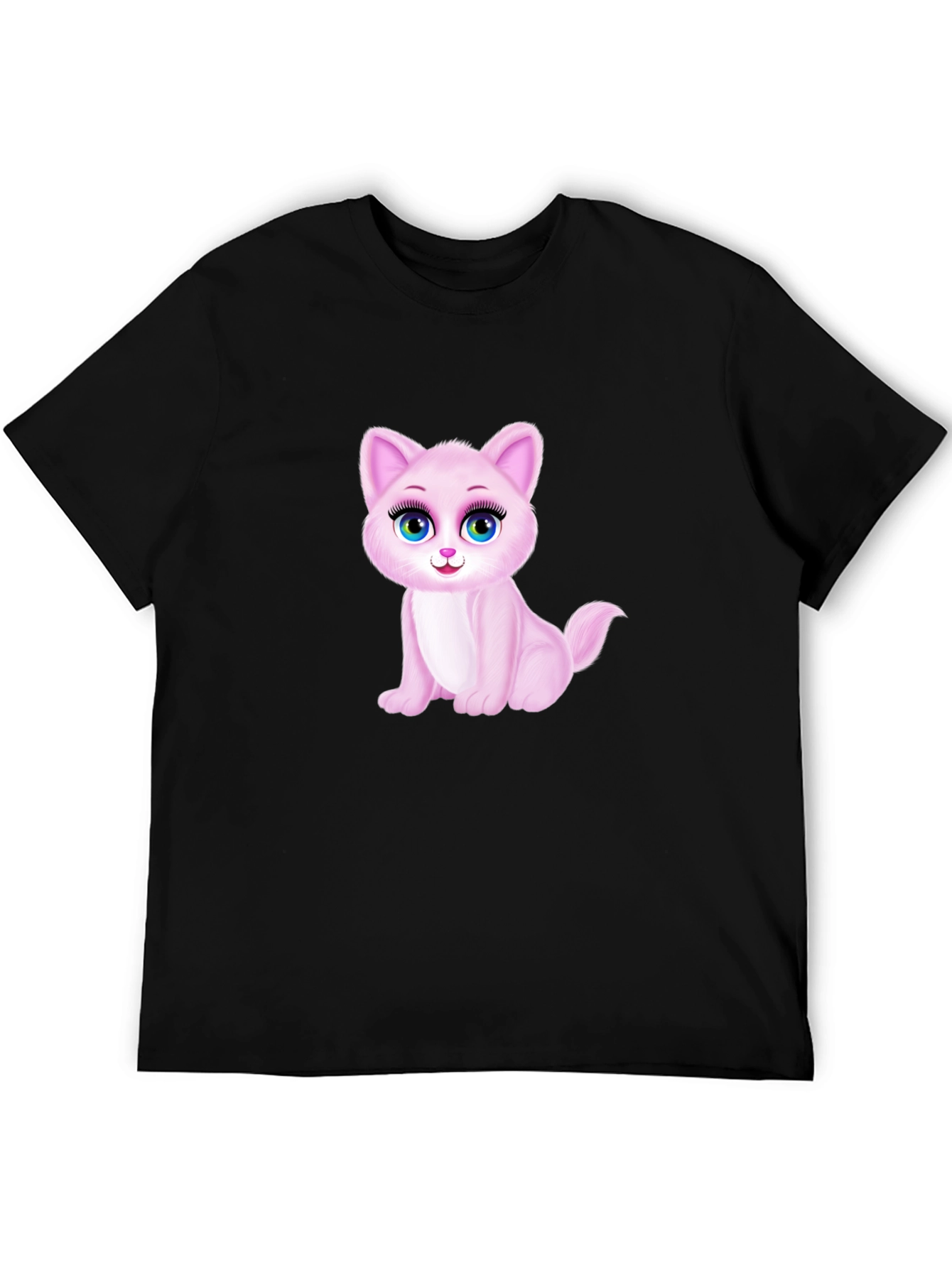Cute Pink Kitten Graphic Tee - Soft Cotton Blend