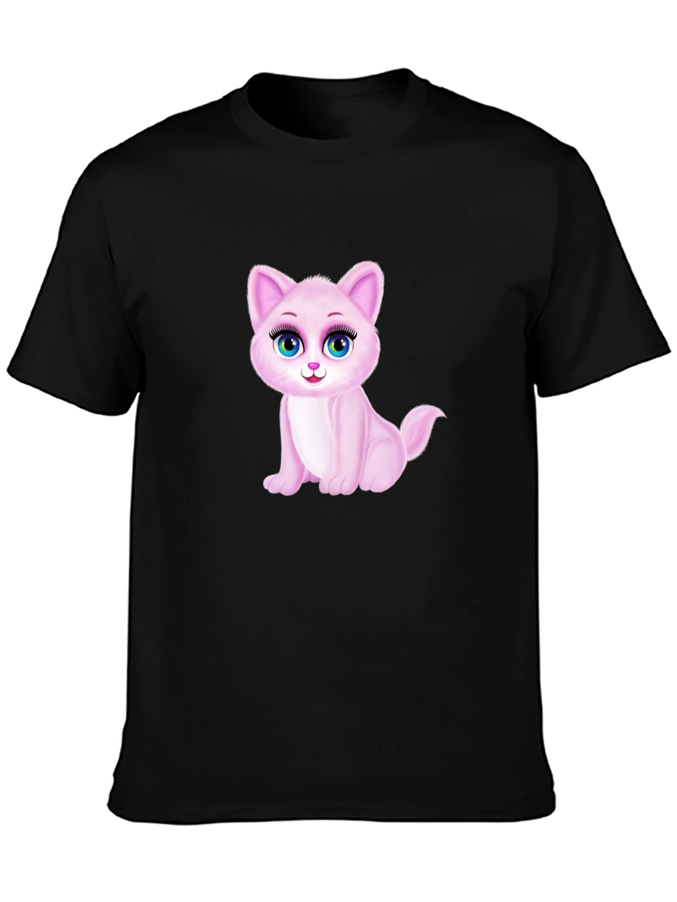 Cute Pink Kitten Graphic Tee - Soft Cotton Blend