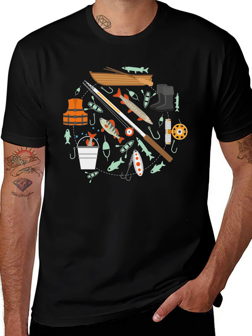 Fishing Enthusiast Black T-Shirt
