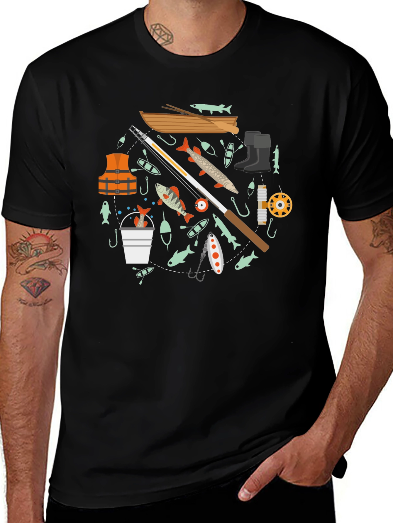 Fishing Enthusiast Black T-Shirt