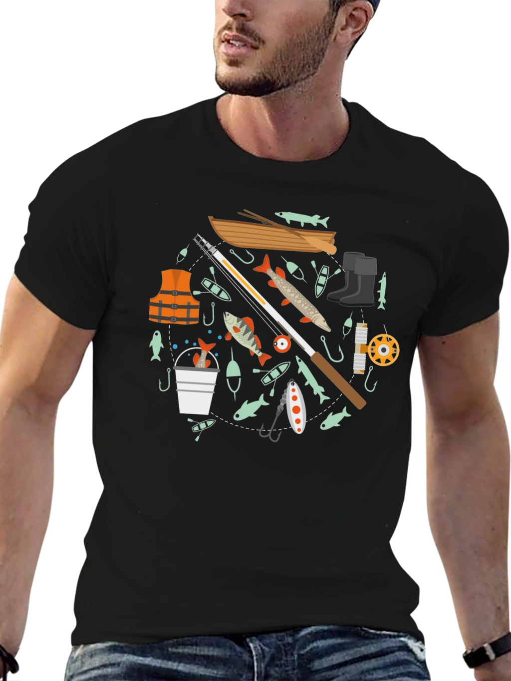 Fishing Enthusiast Black T-Shirt