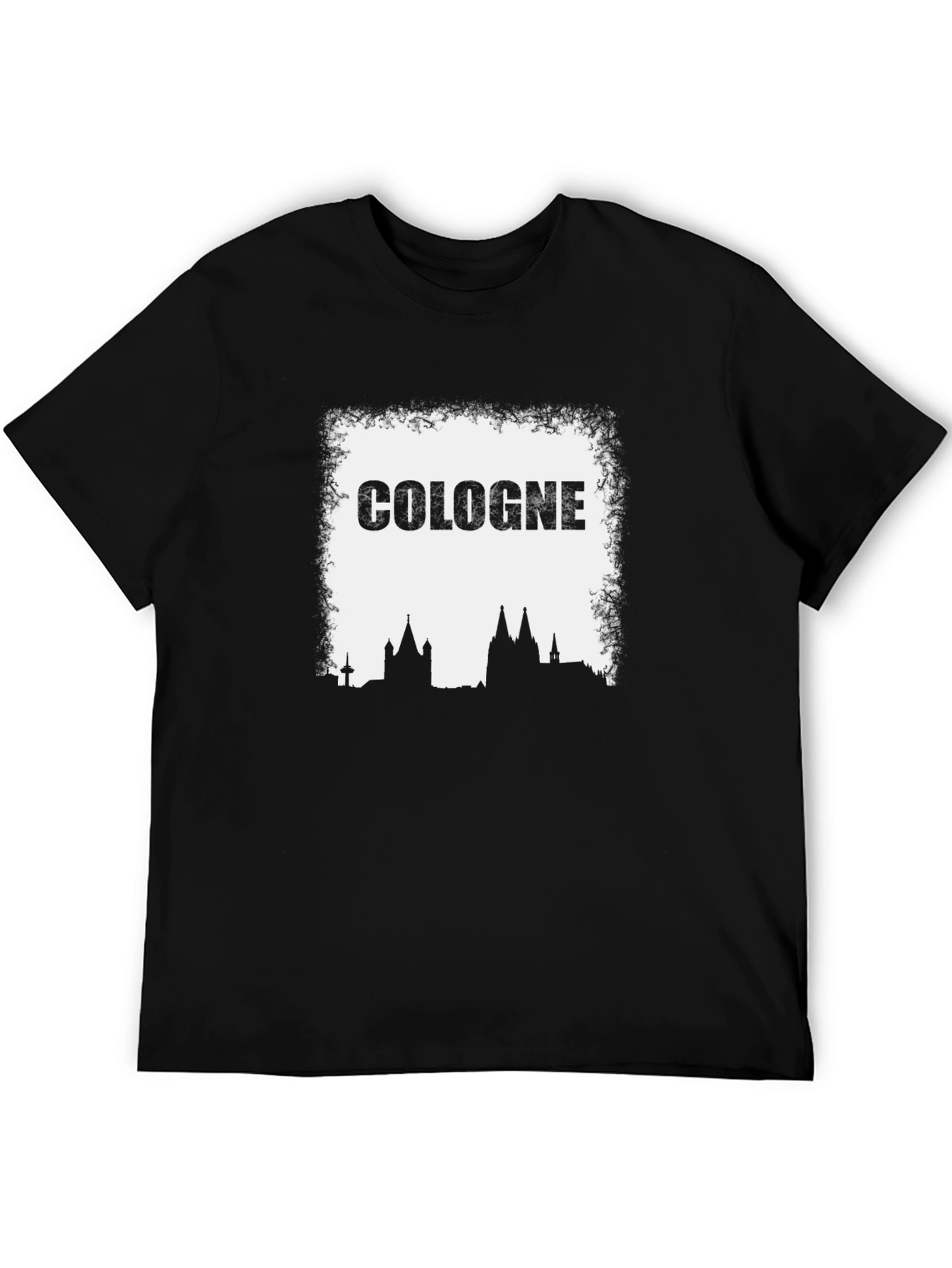 Cologne Skyline Graphic Tee - Black Cotton T-Shirt