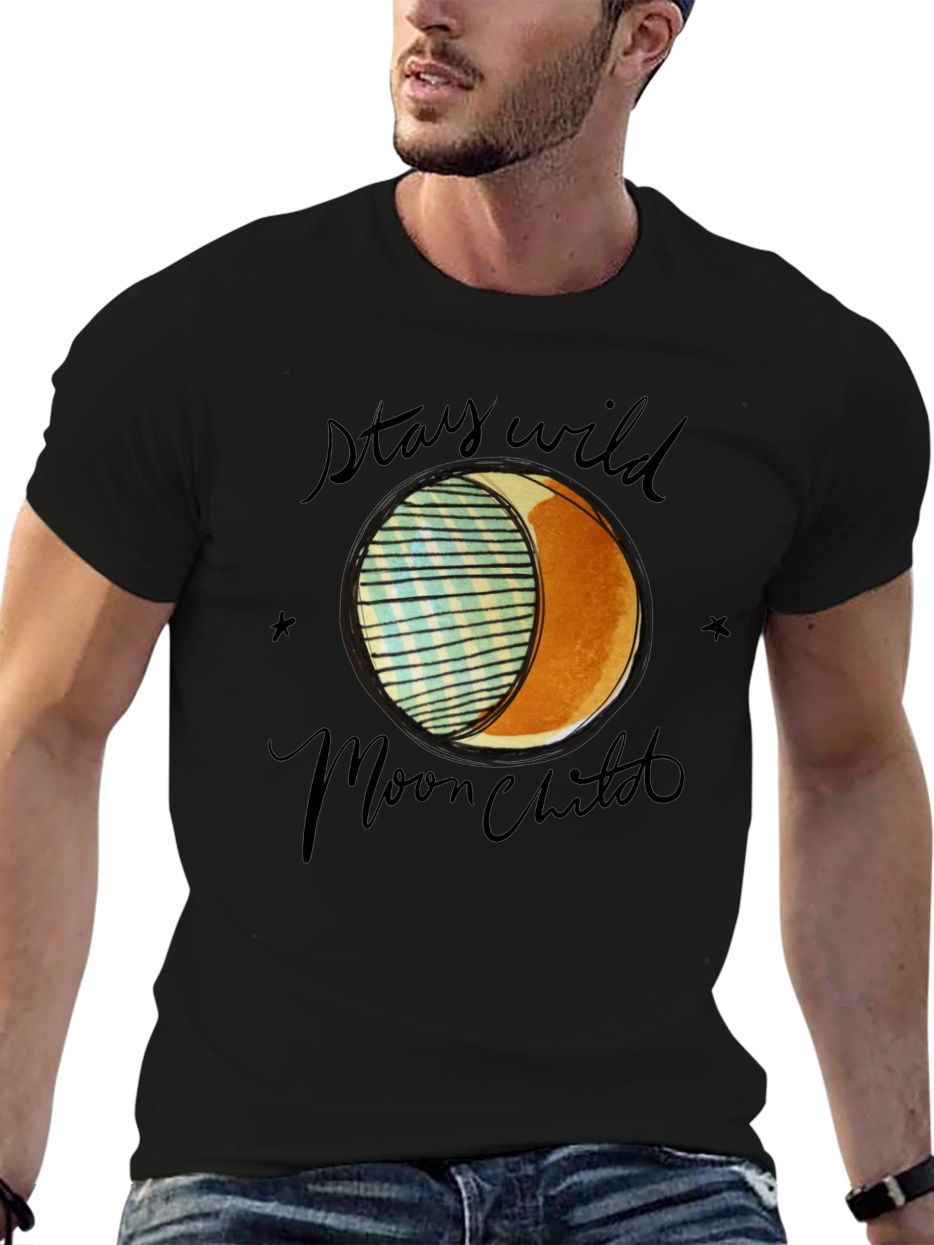 Stay Wild Moon Child Black Graphic Tee