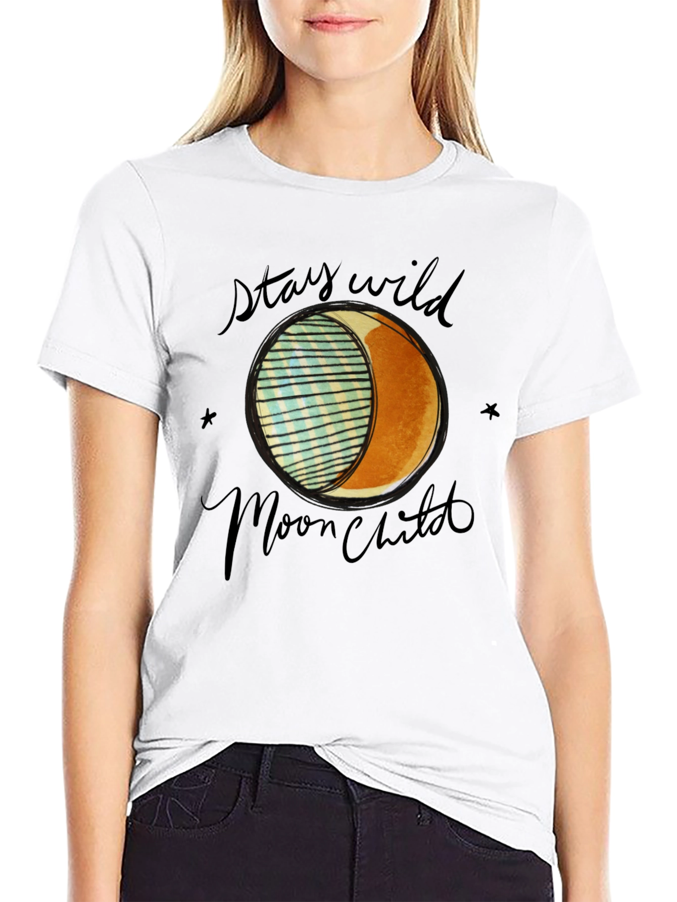 Stay Wild Moon Child Black Graphic Tee