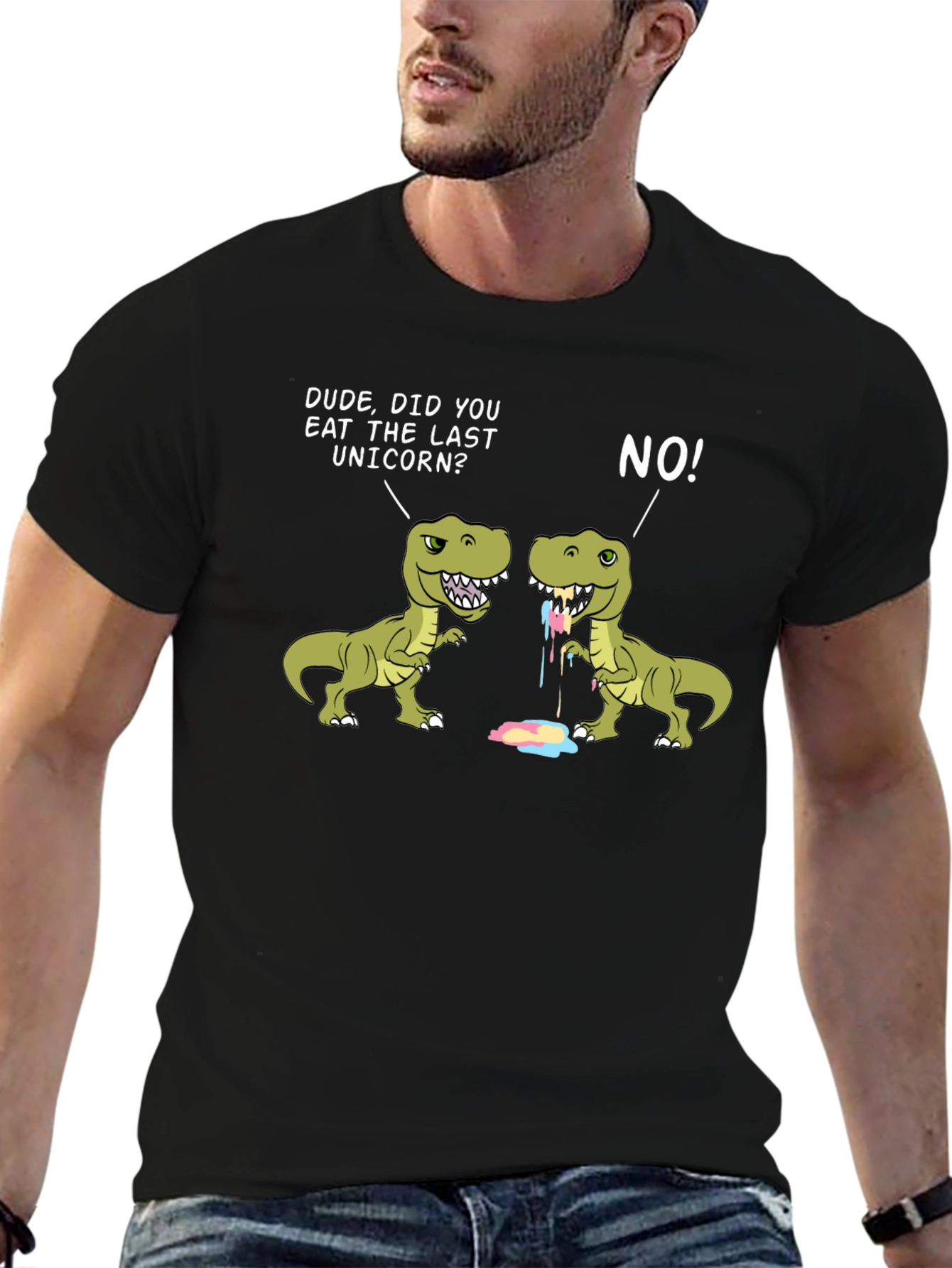Dinosaur Last Unicorn Graphic Tee - Black
