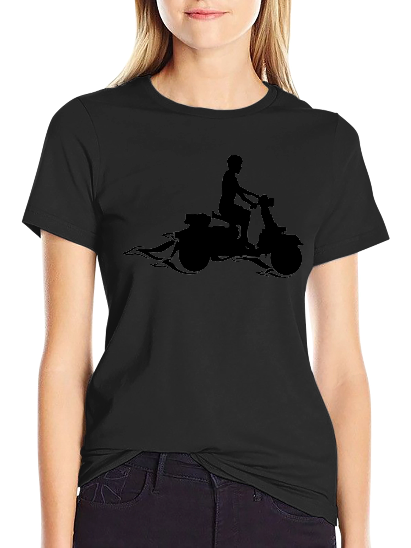 Motorcycle Rider Graphic Tee - Black