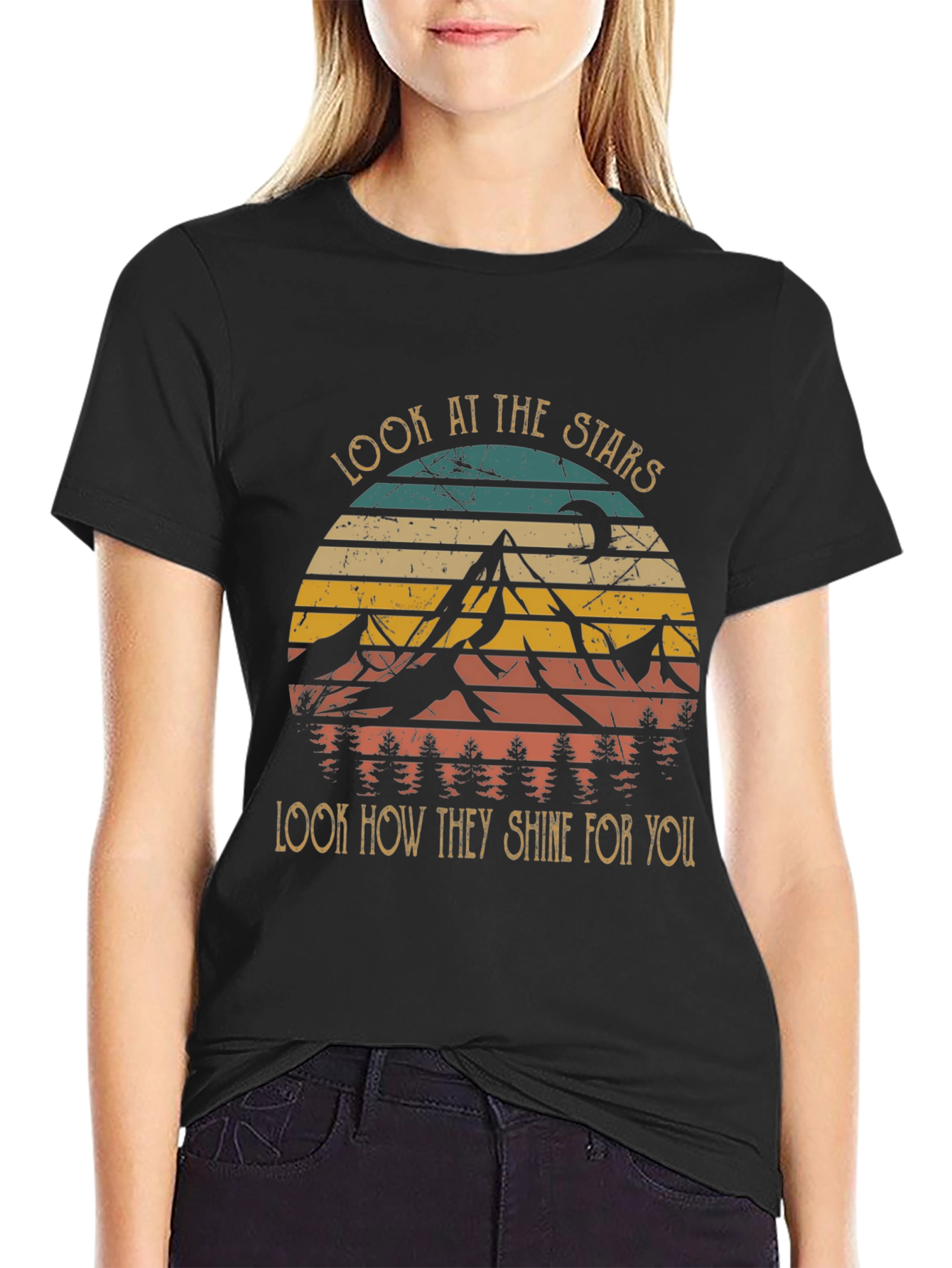 Look at the Stars Graphic Tee - Unisex Black T-Shirt