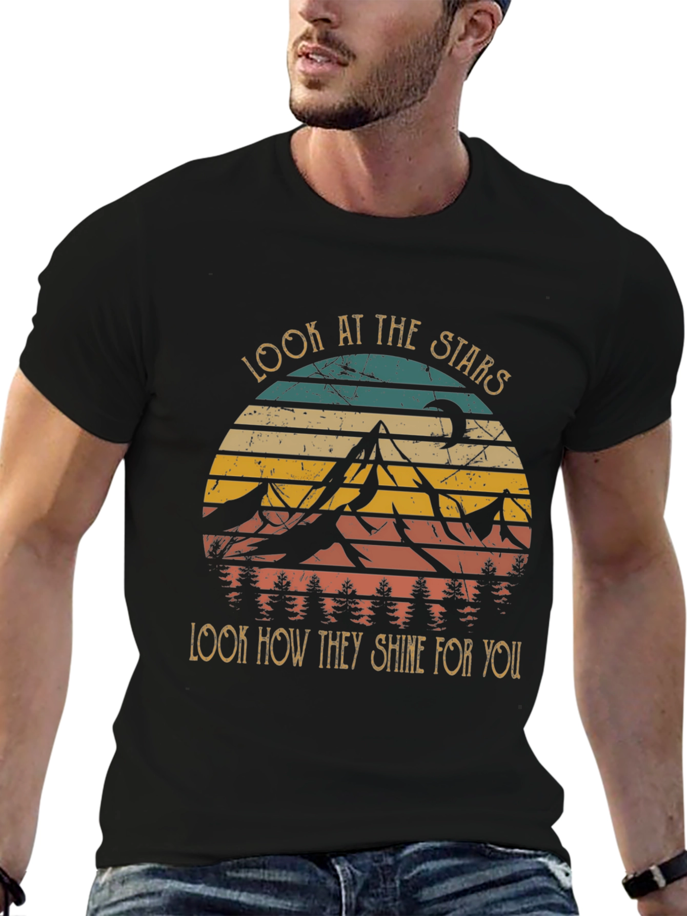 Look at the Stars Graphic Tee - Unisex Black T-Shirt