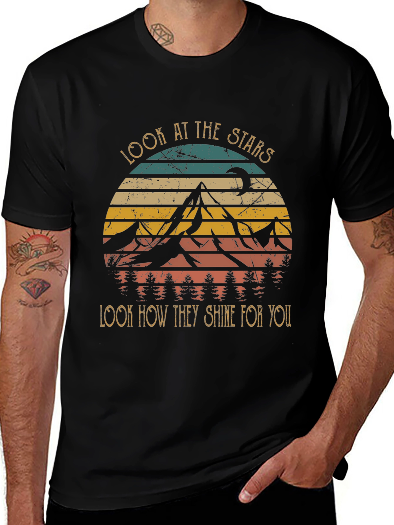 Look at the Stars Graphic Tee - Unisex Black T-Shirt