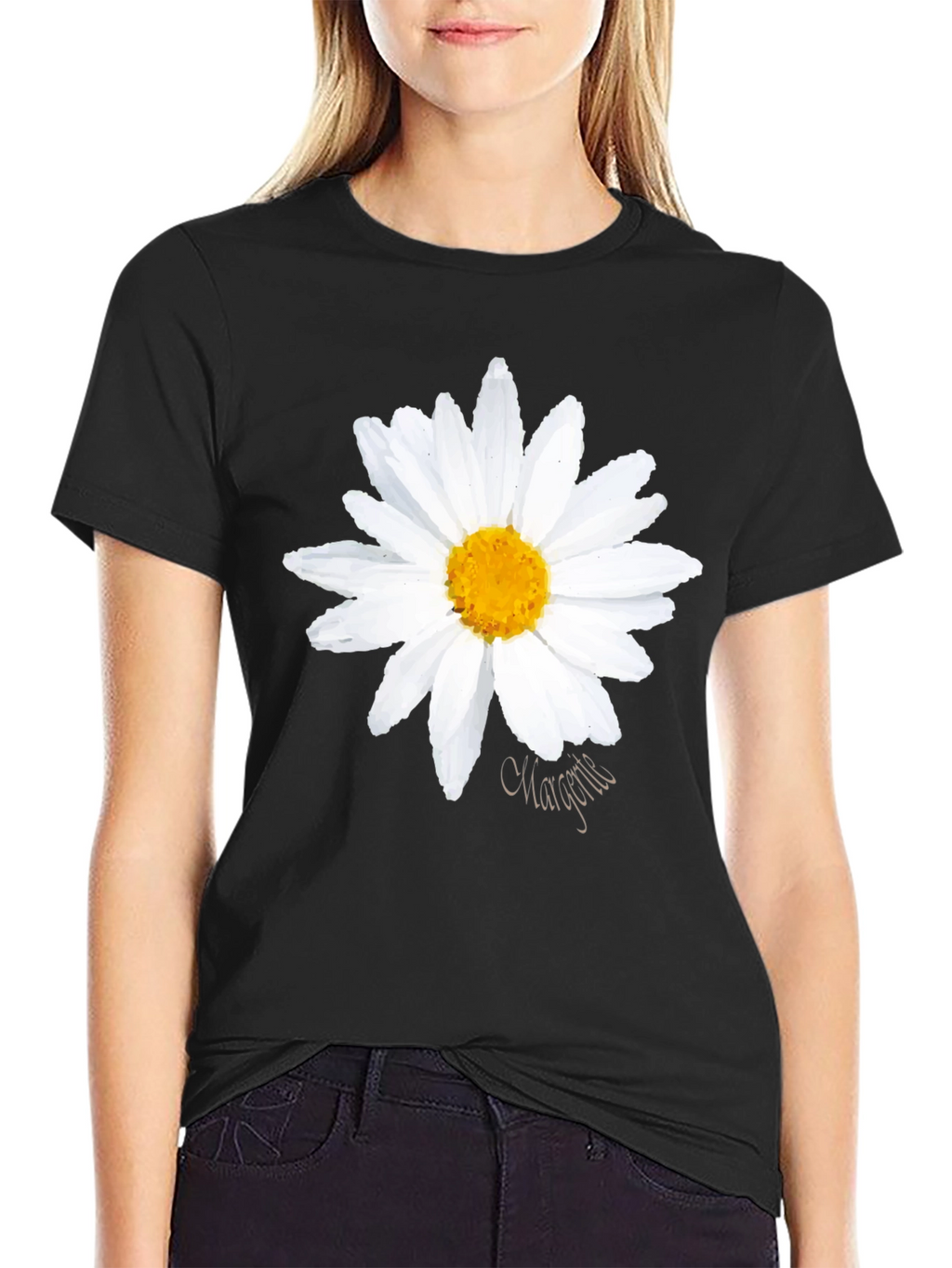 Daisy Graphic Black T-Shirt - Summer Style