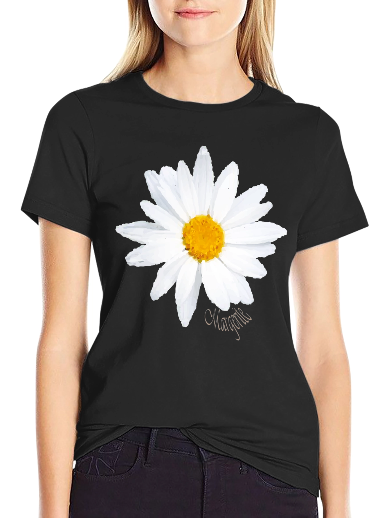 Daisy Graphic Black T-Shirt - Summer Style