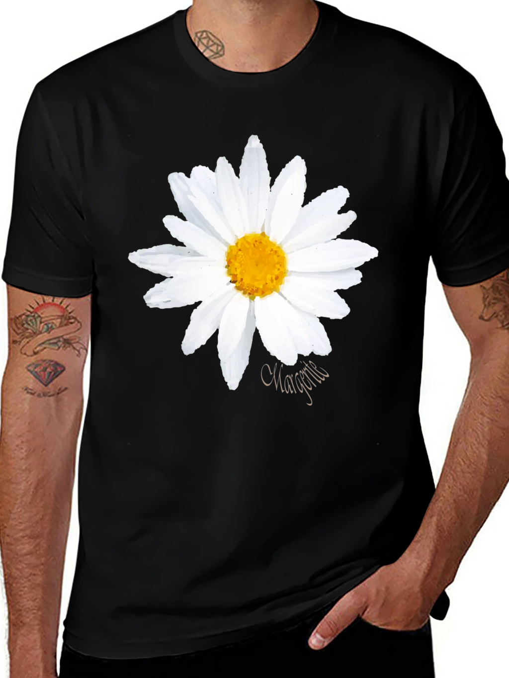 Daisy Graphic Black T-Shirt - Summer Style