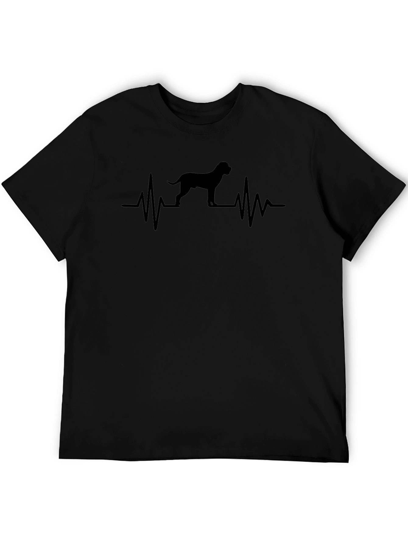 Dog Heartbeat Graphic T-Shirt - Black