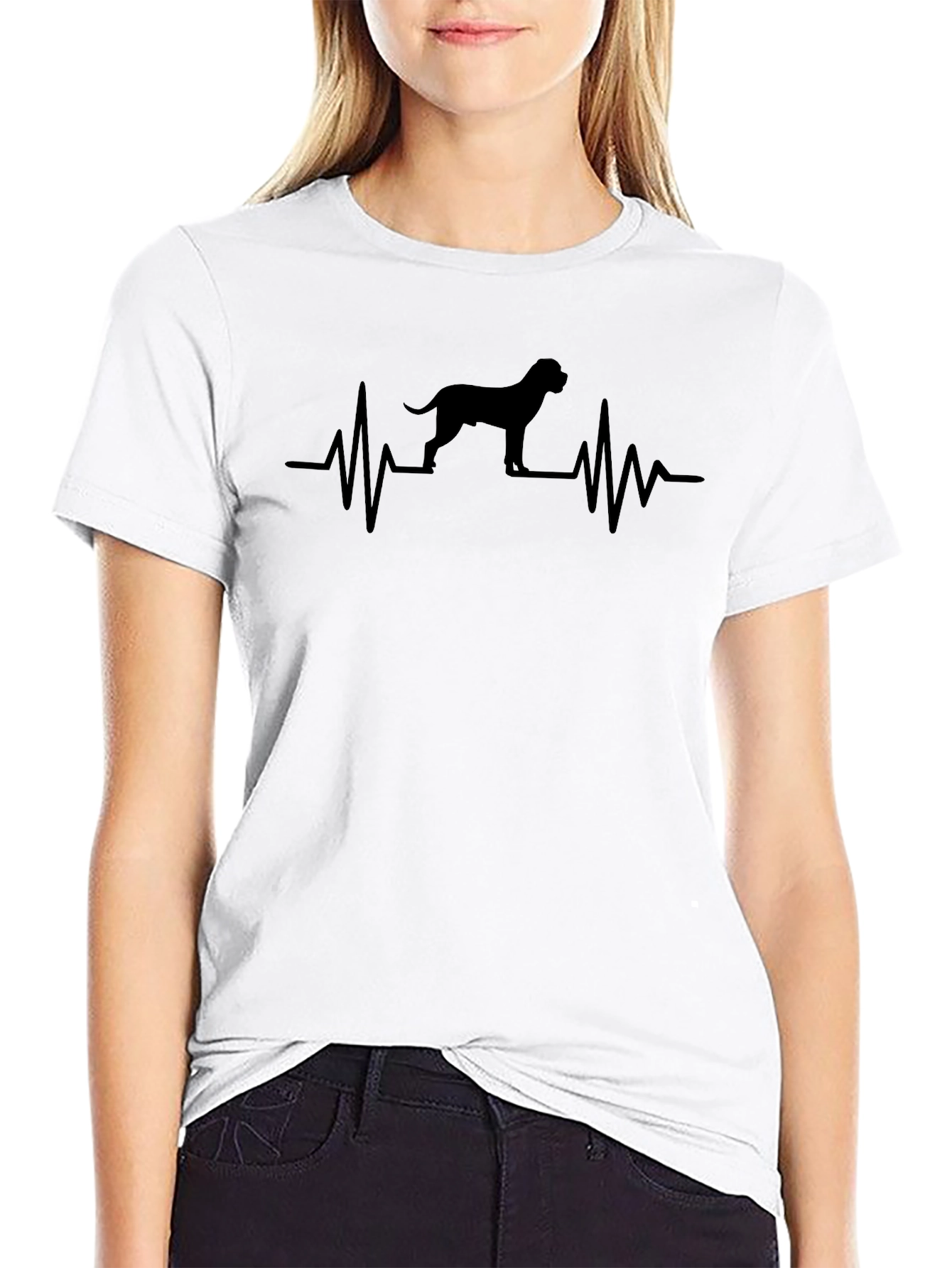 Dog Heartbeat Graphic T-Shirt - Black