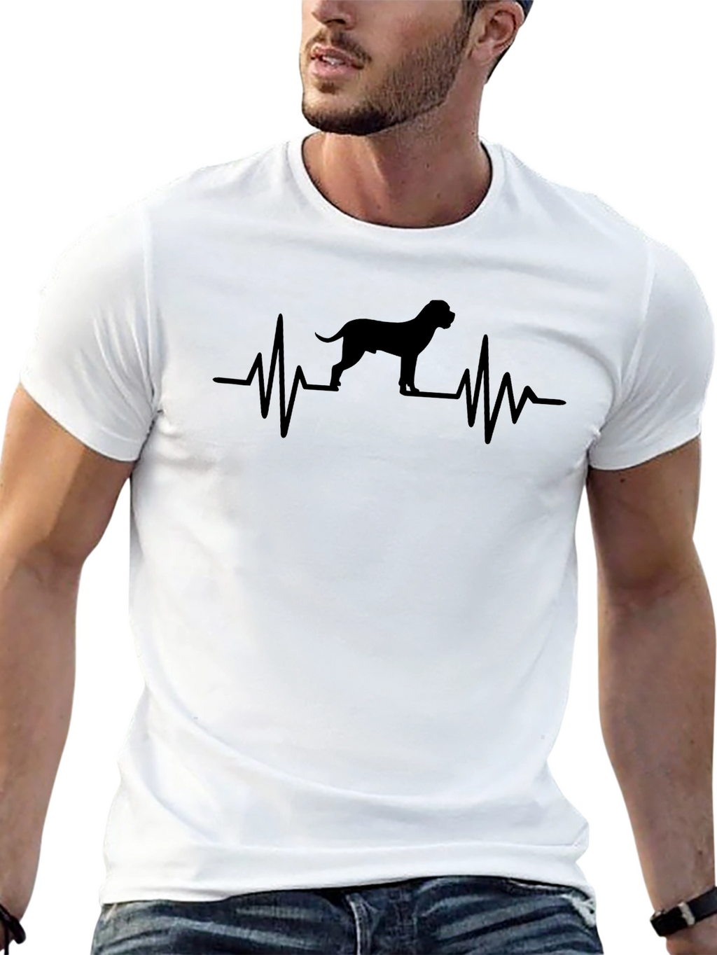 Dog Heartbeat Graphic T-Shirt - Black