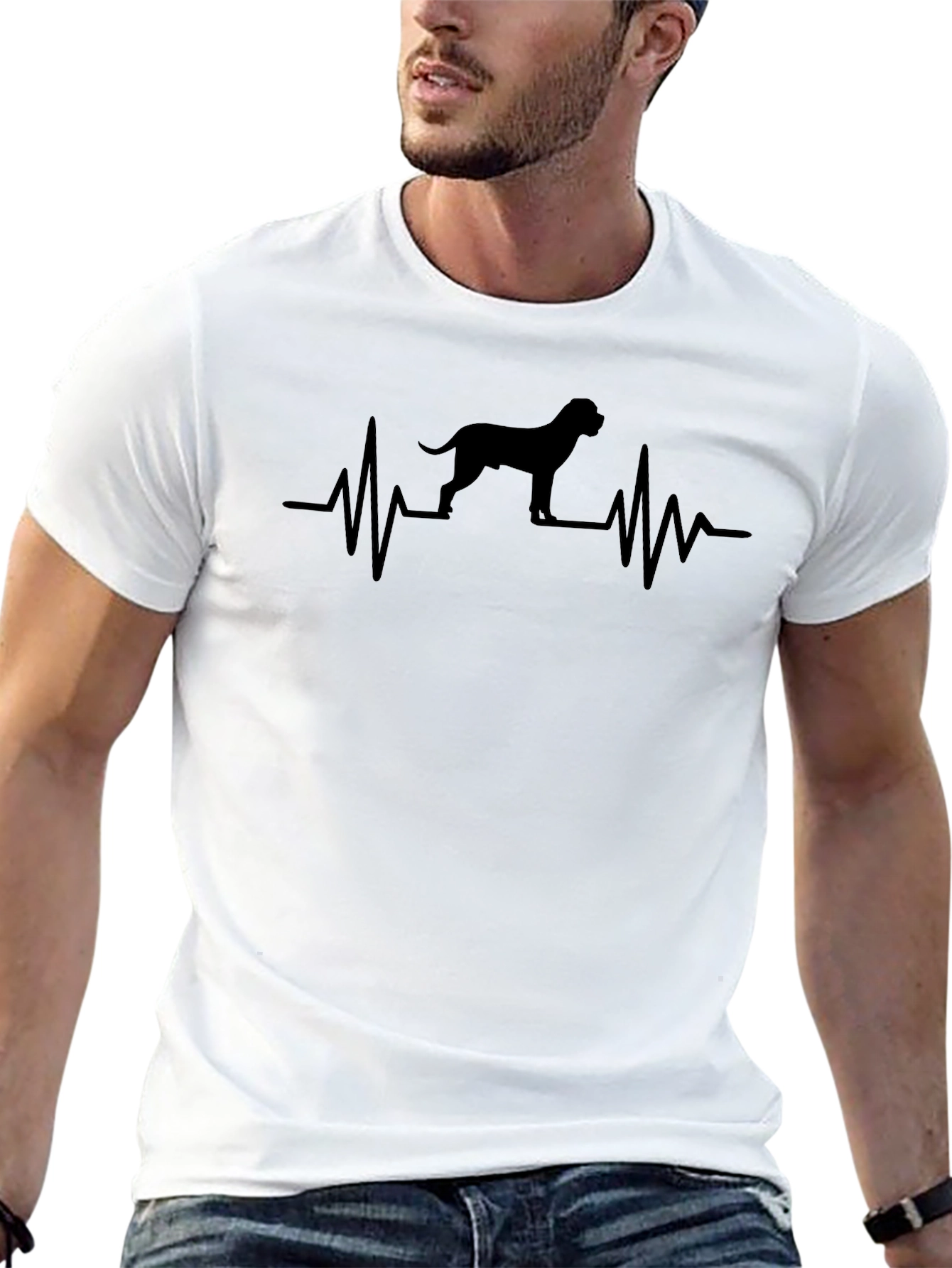 Dog Heartbeat Graphic T-Shirt - Black