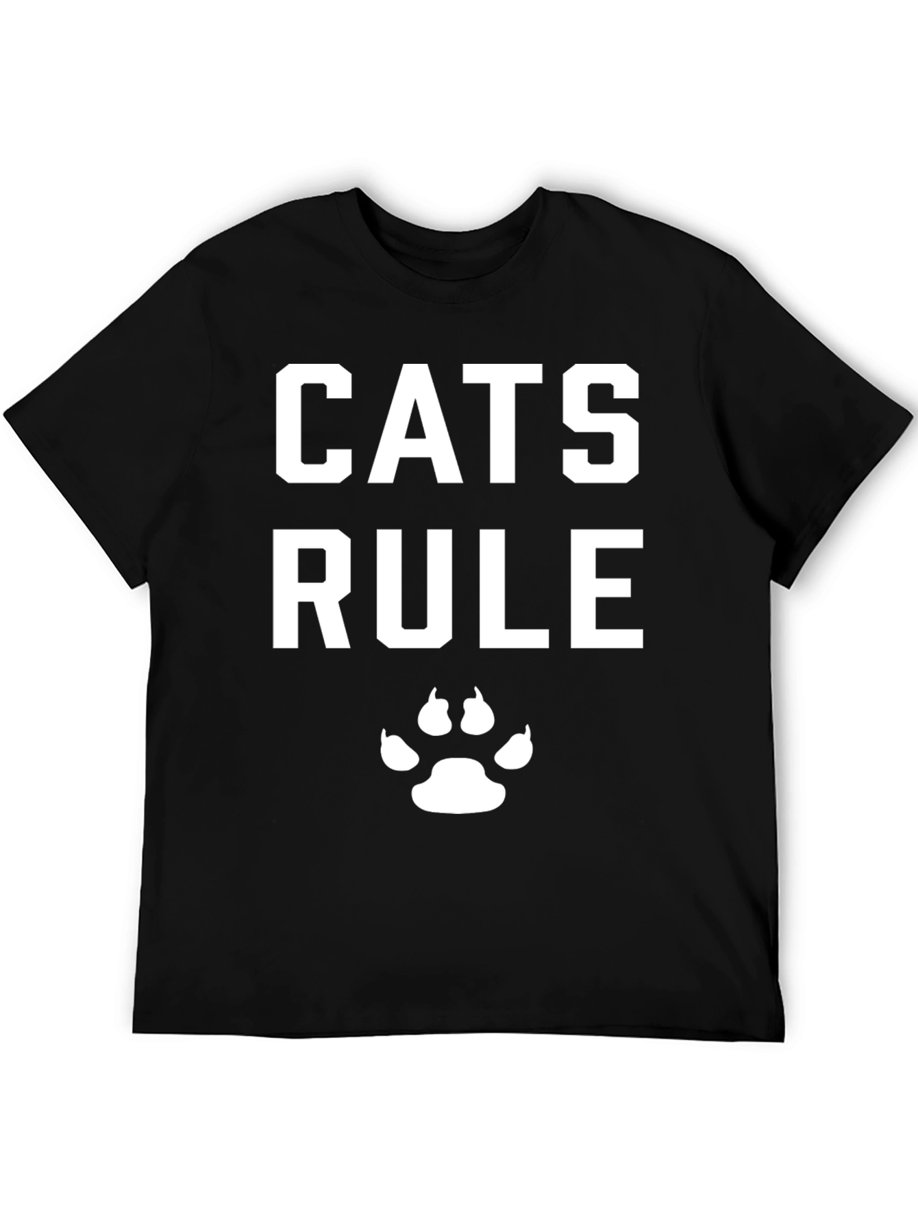 Cats Rule T-Shirt - Black Cotton Cat Lover Tee