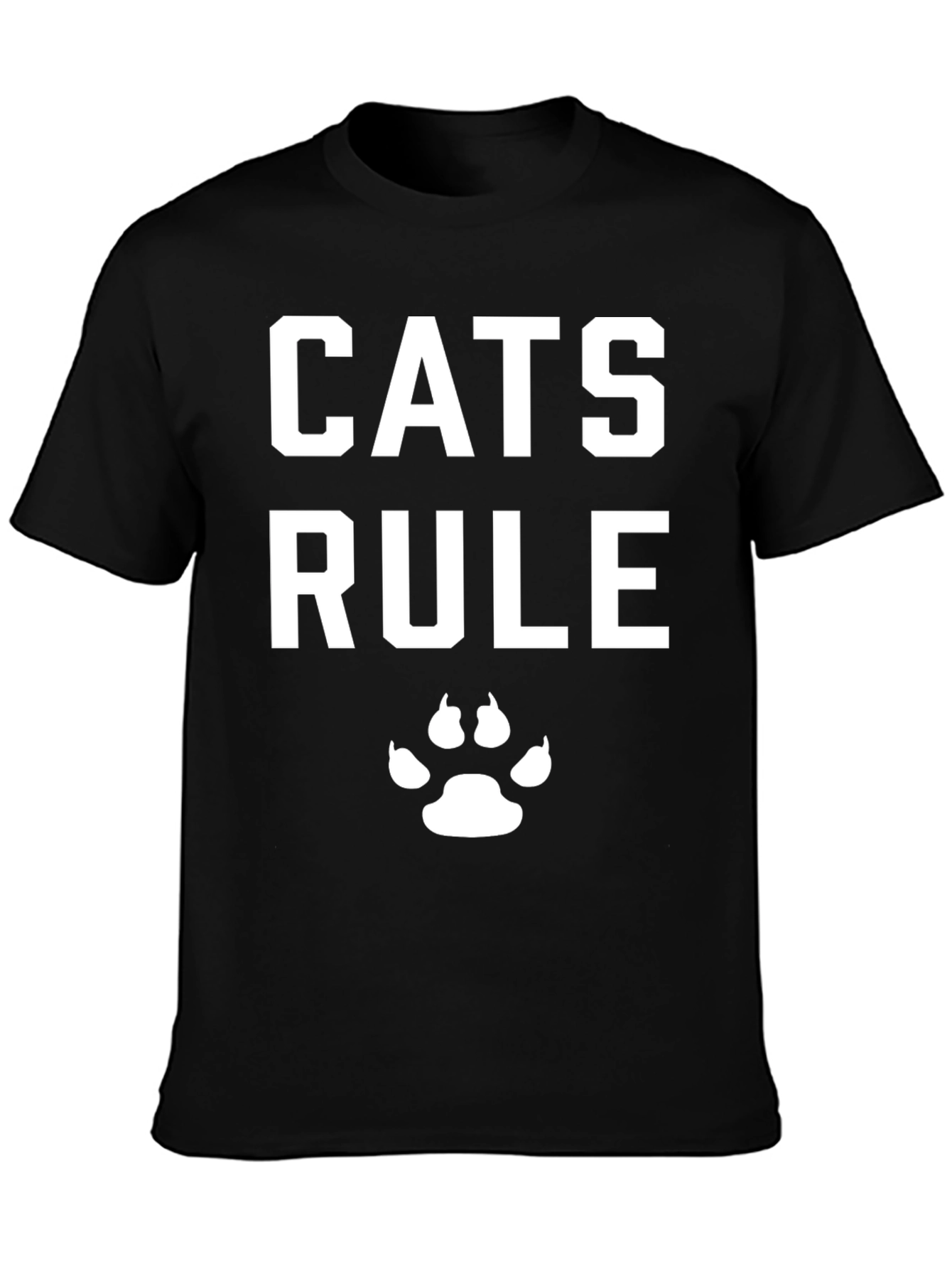 Cats Rule T-Shirt - Black Cotton Cat Lover Tee