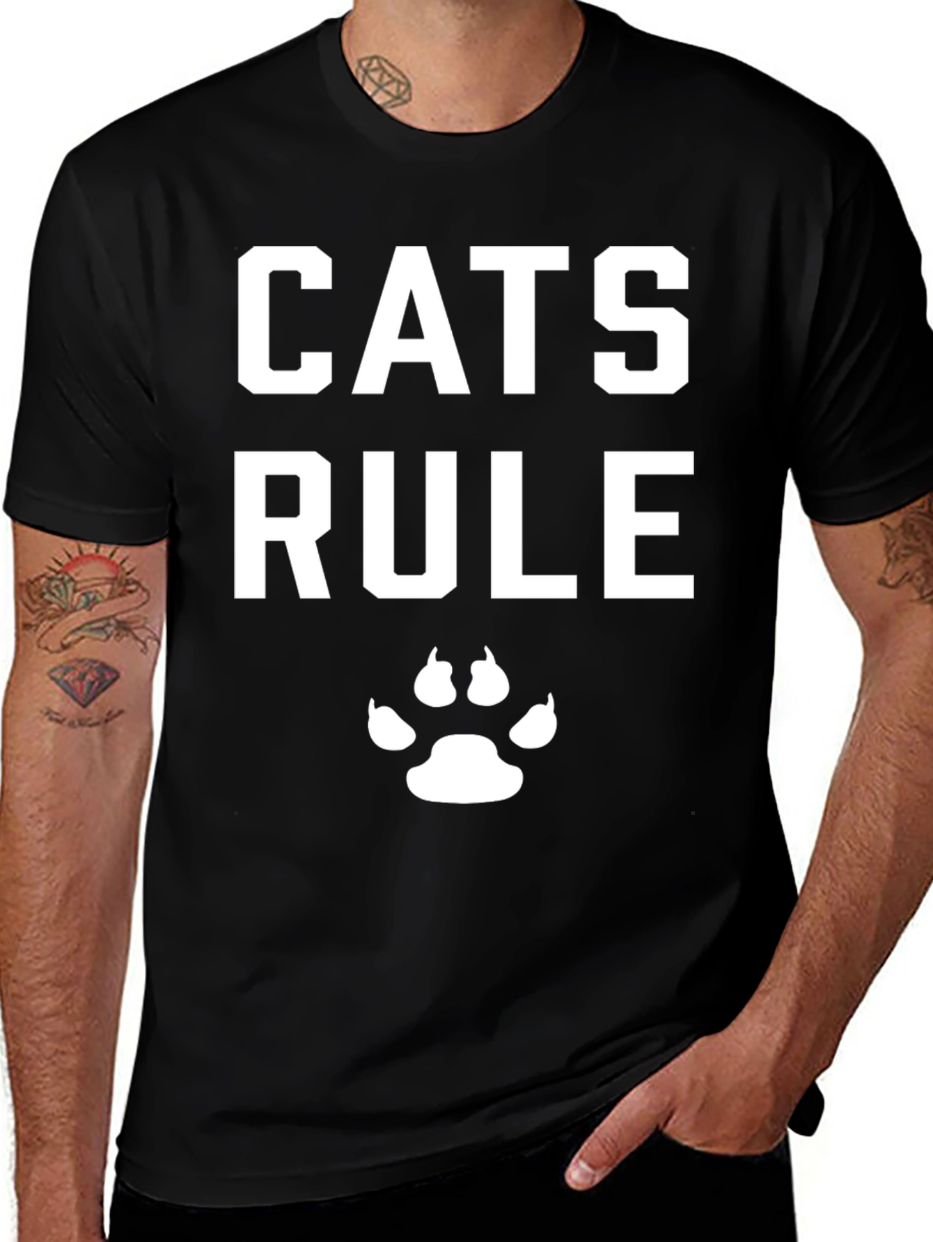 Cats Rule T-Shirt - Black Cotton Cat Lover Tee