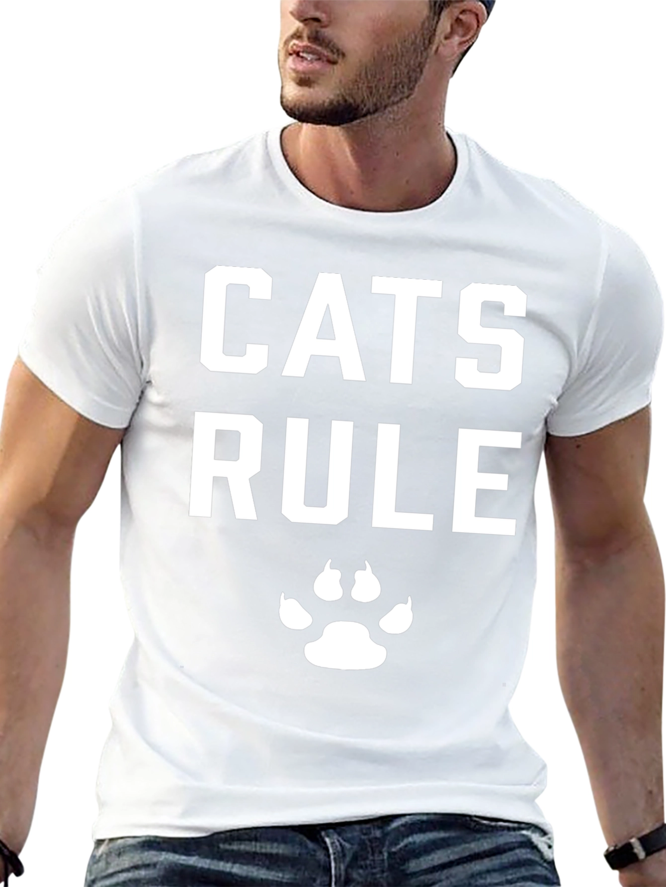 Cats Rule T-Shirt - Black Cotton Cat Lover Tee