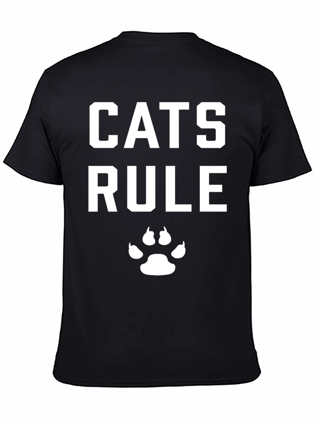 Cats Rule T-Shirt - Black Cotton Cat Lover Tee