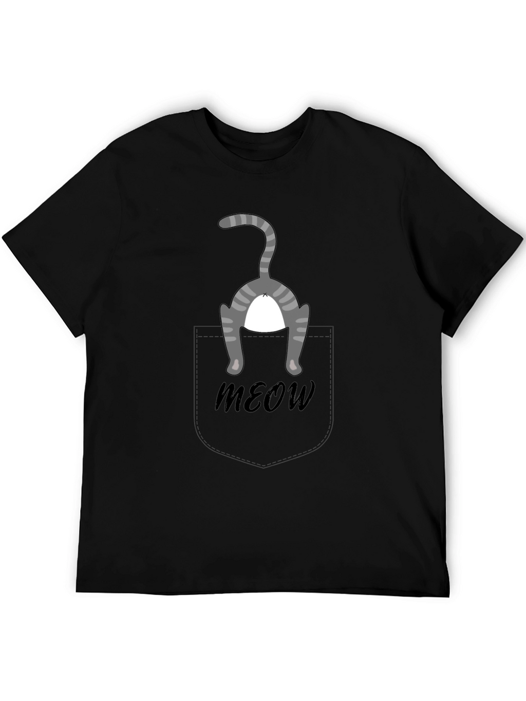 Funny Cat Pocket T-Shirt - Meow!