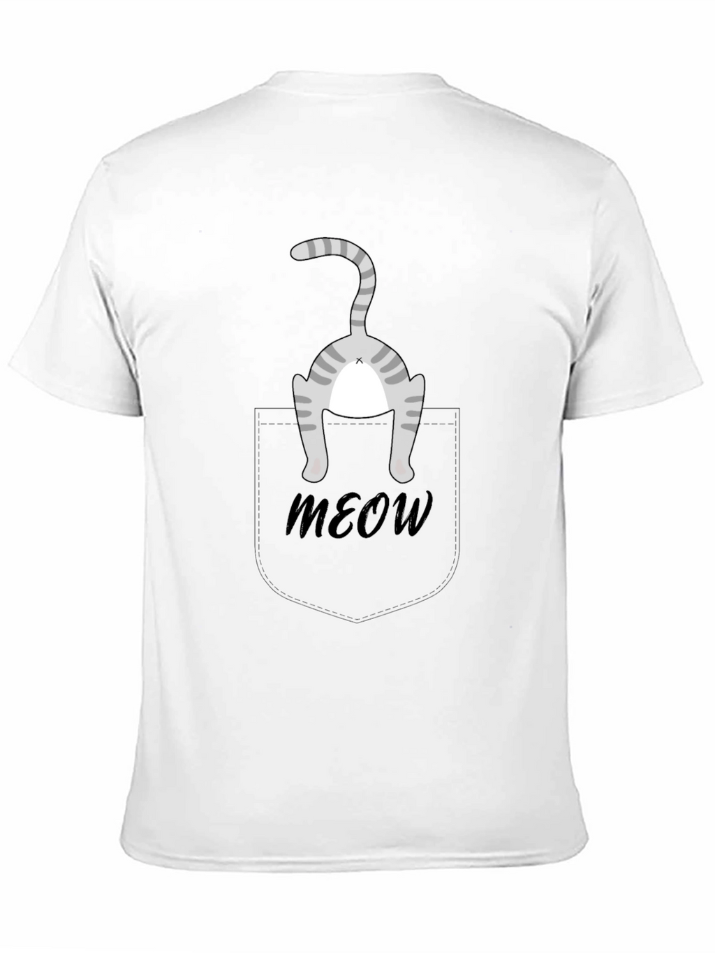 Funny Cat Pocket T-Shirt - Meow!