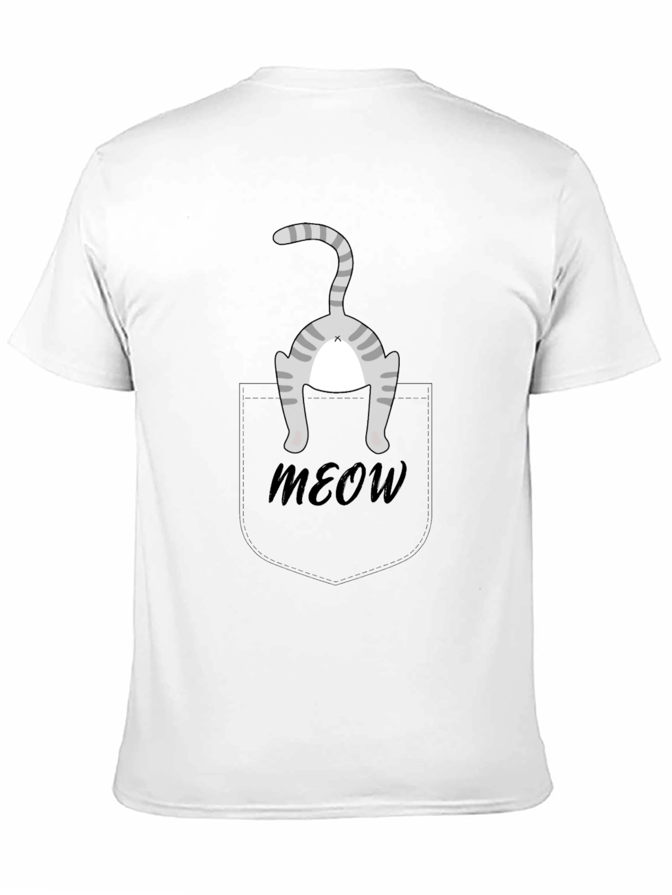 Funny Cat Pocket T-Shirt - Meow!