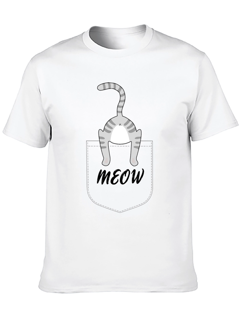 Funny Cat Pocket T-Shirt - Meow!